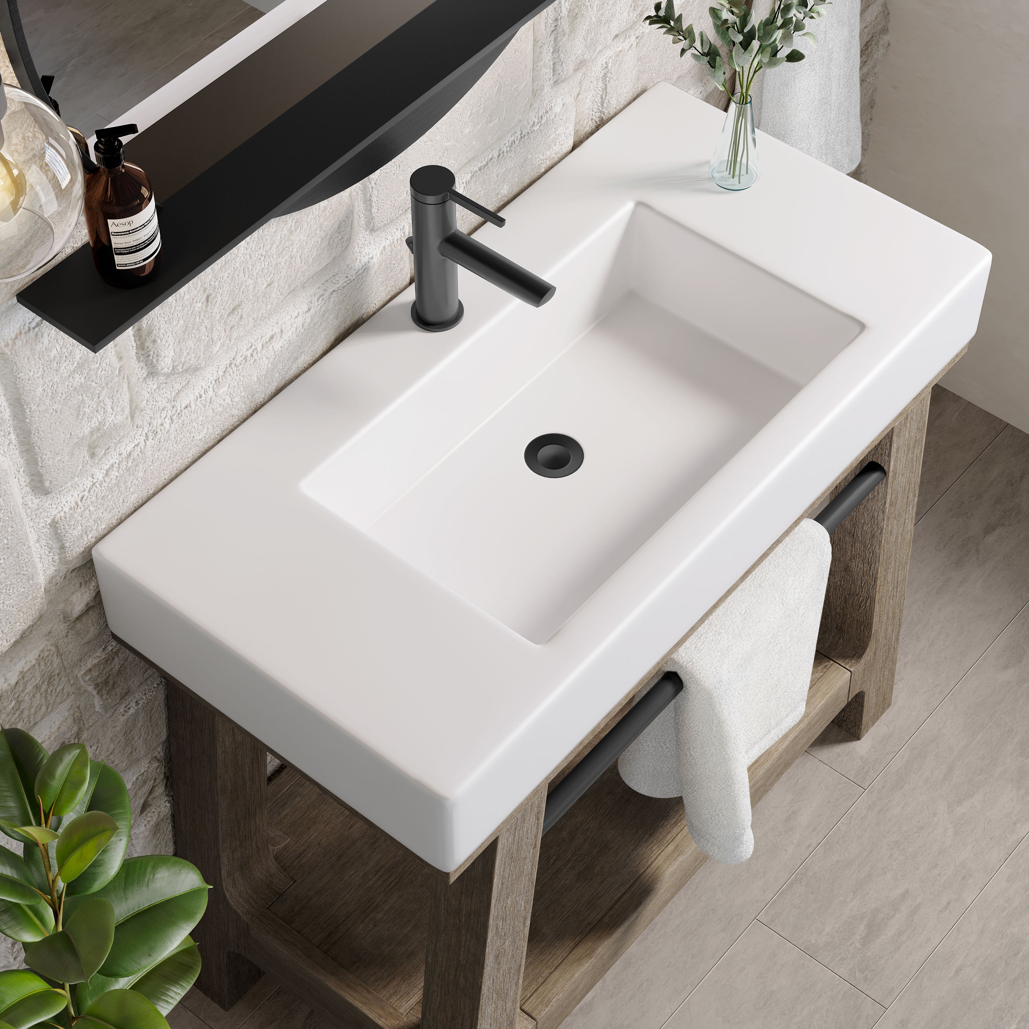 James Martin Auburn 36" Single Weathered Timber Sink Console