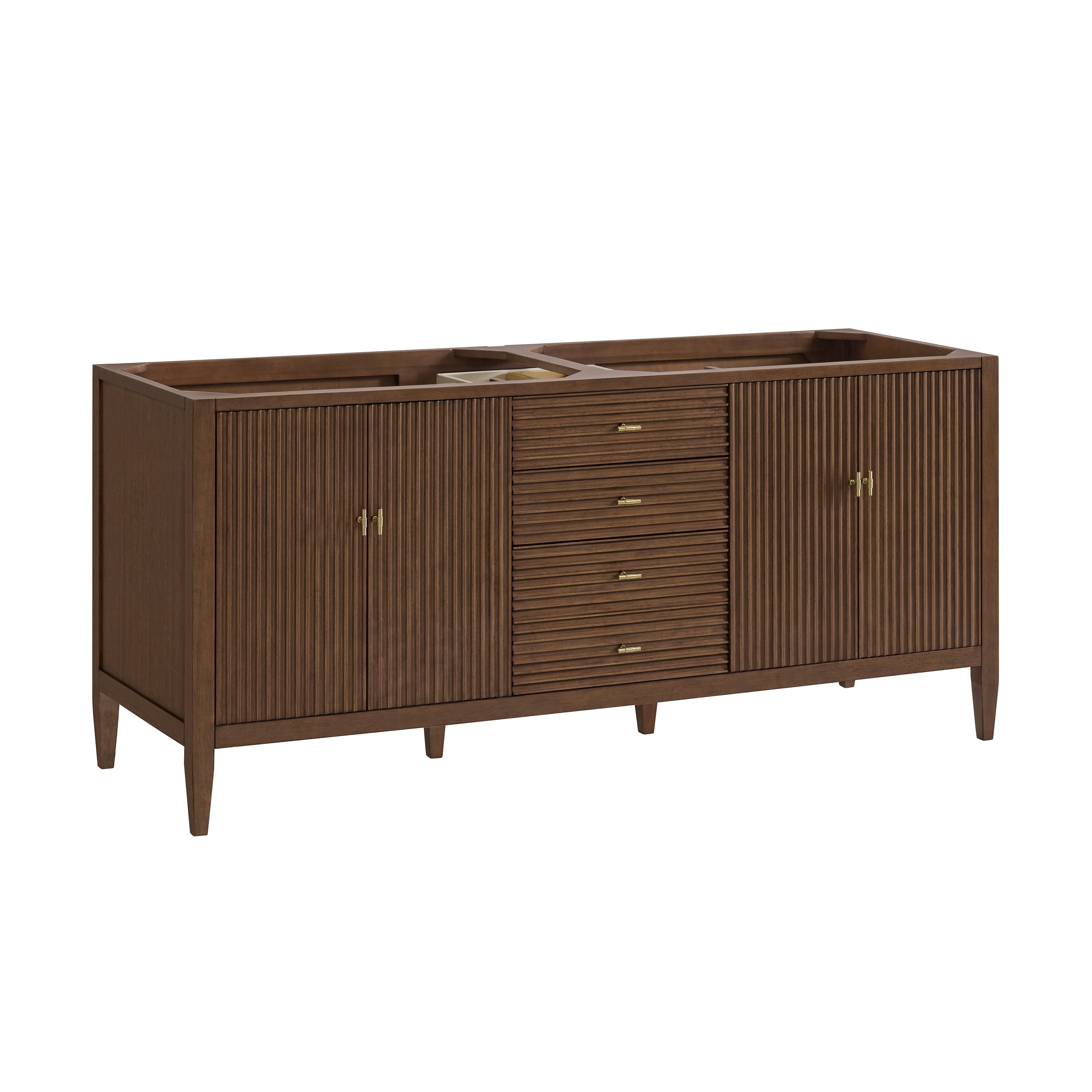 James Martin Myrrin 72" Double Vanity in Mid Century Walnut with 3cm Countertop and FreePower Wireless Charger