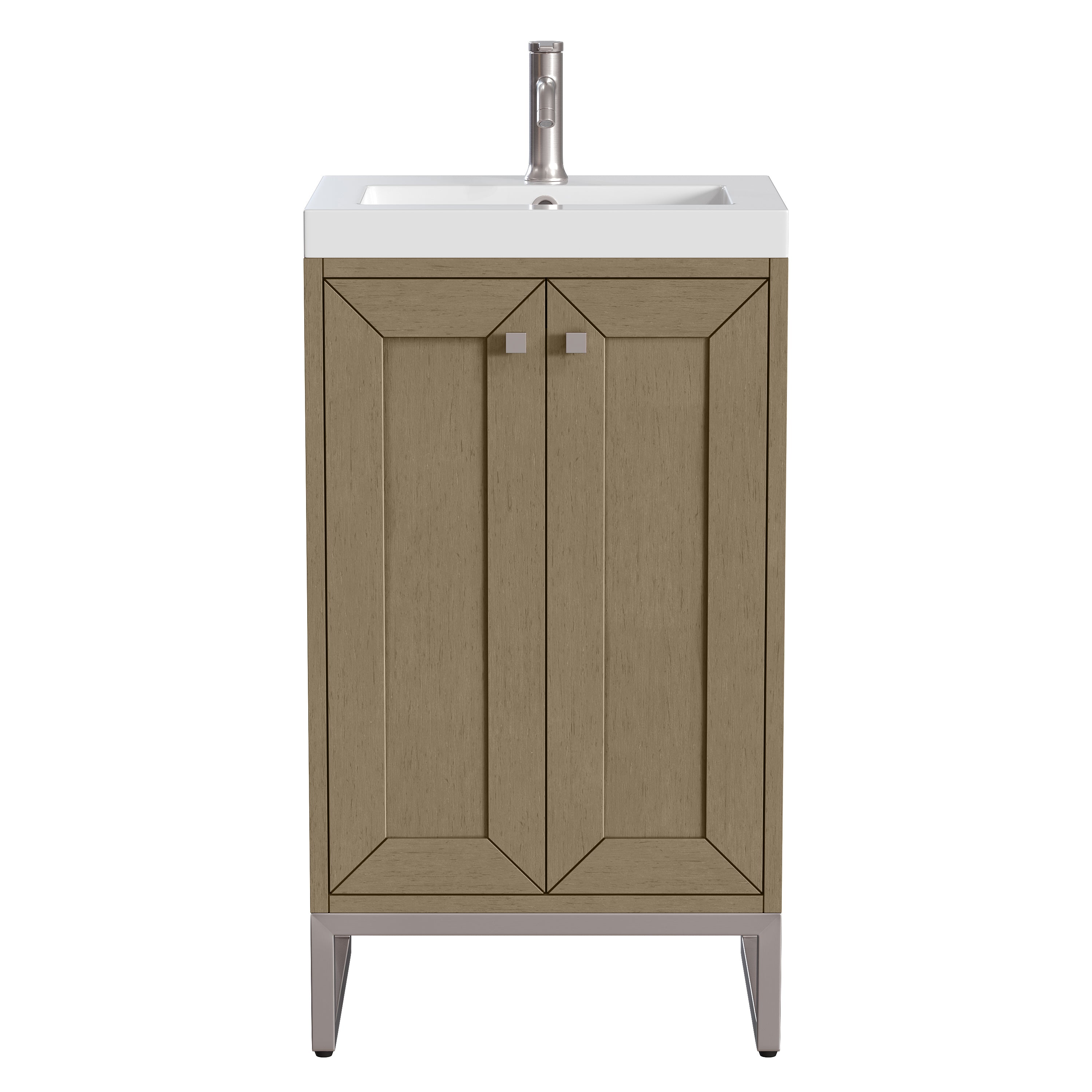 James Martin Chianti 20" Single Vanity in Glossy White with White Glossy Composite Stone Top