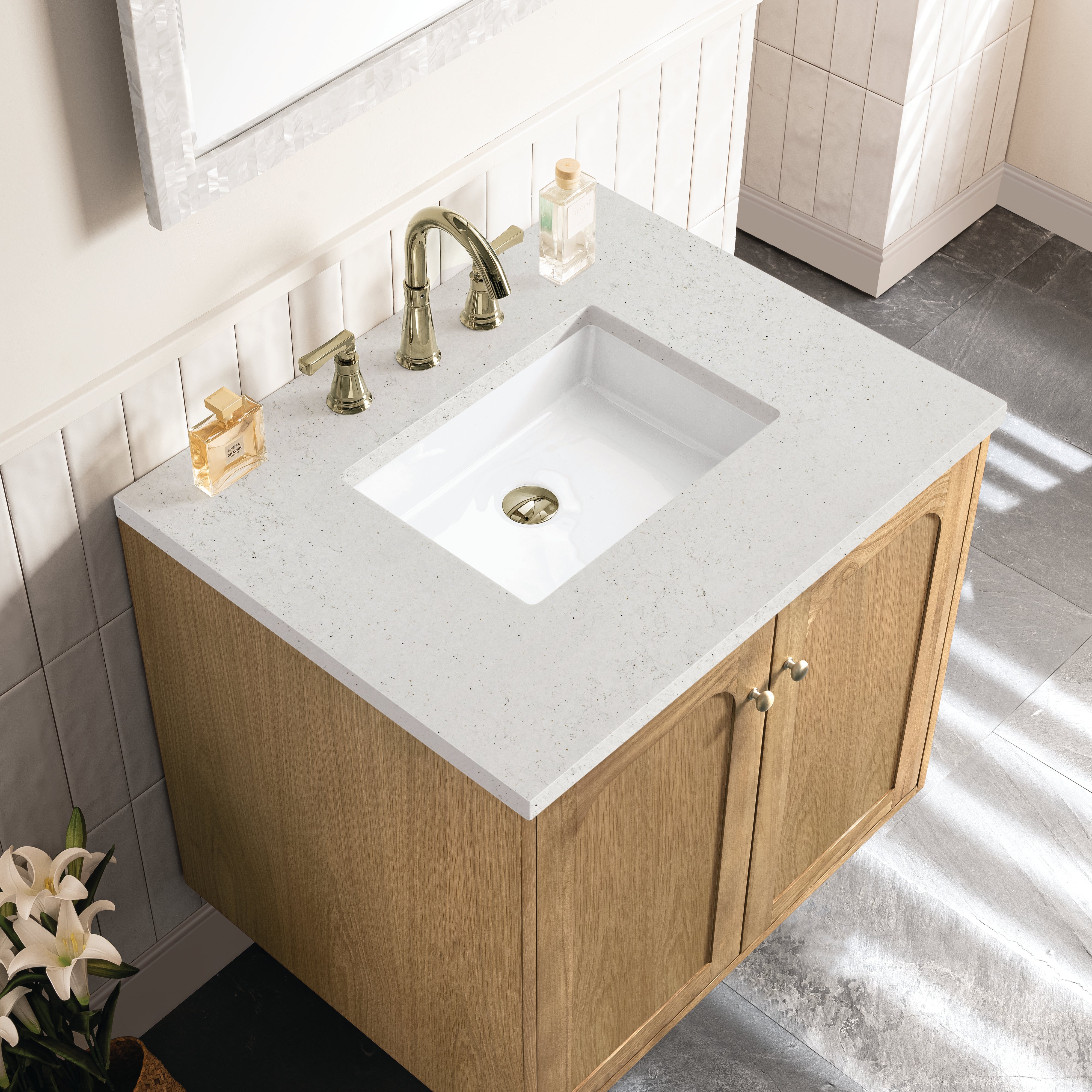 James Martin Laurent 30" Single Vanity in Light Natural Oak with 3cm Countertop