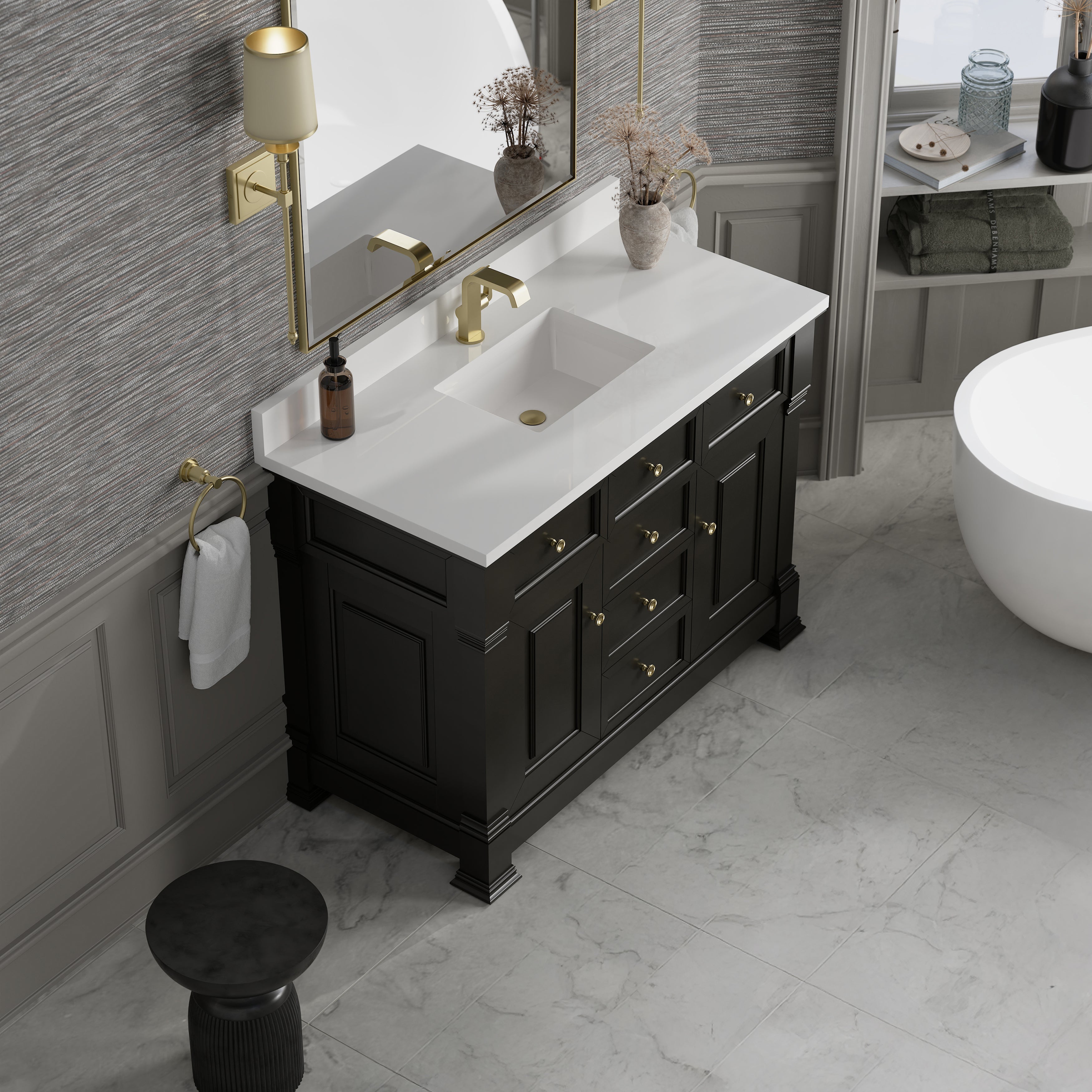 James Martin Brookfield 48" Single Vanity in Black Onyx with 3cm Countertop