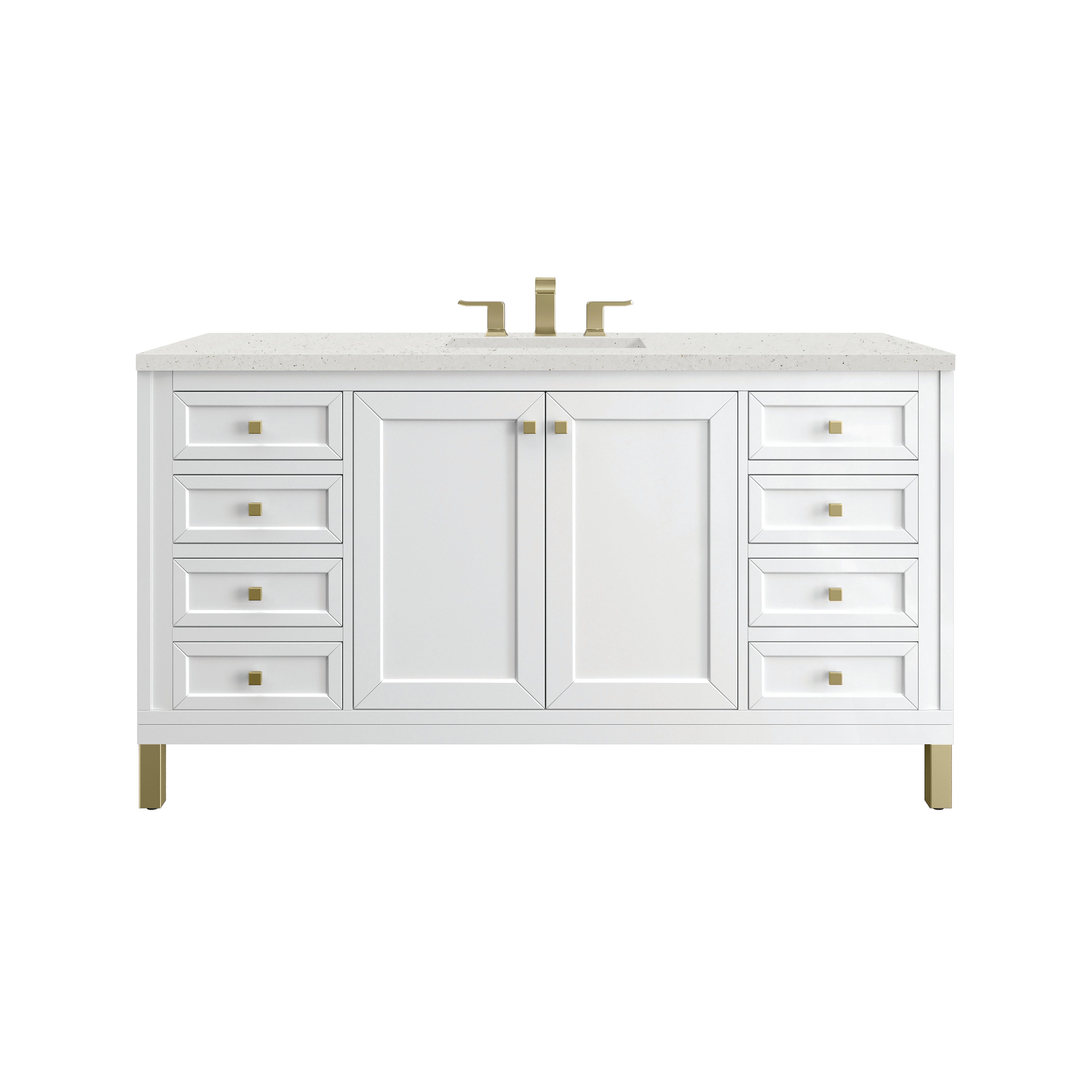 James Martin Chicago 60" Single Vanity in Glossy White with 3cm Countertop