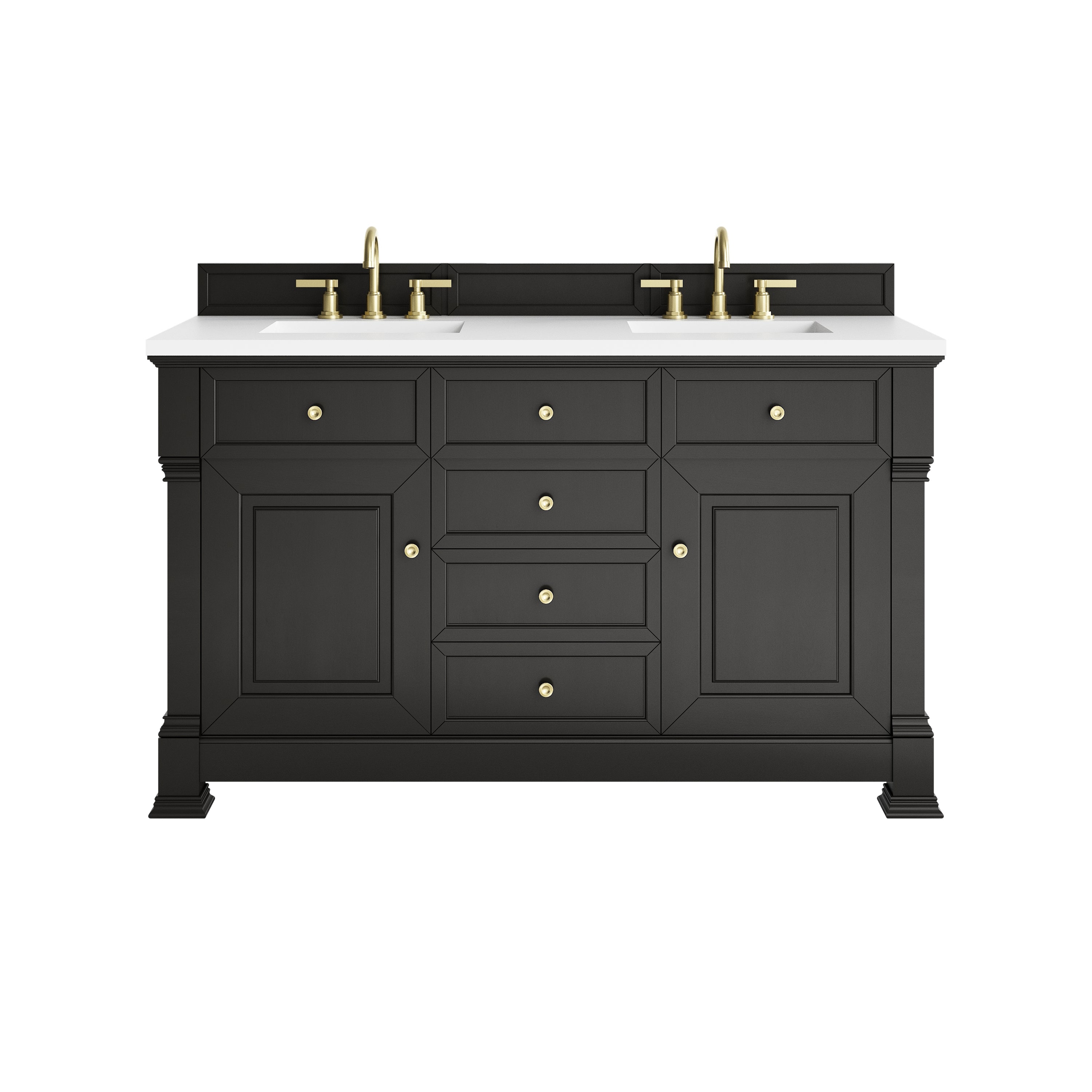James Martin Brookfield 60" Double Vanity in Black Onyx with 3cm Countertop