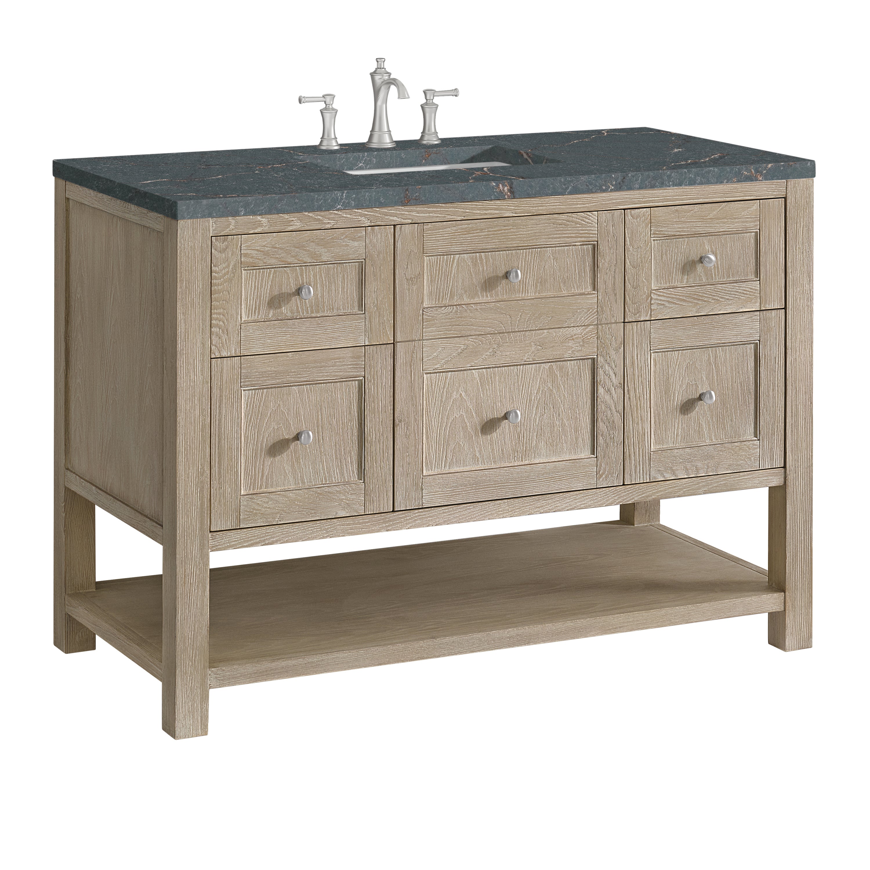 James Martin Breckenridge 48" Single Vanity in Whitewashed Oak with 3cm Countertop and FreePower Wireless Charger