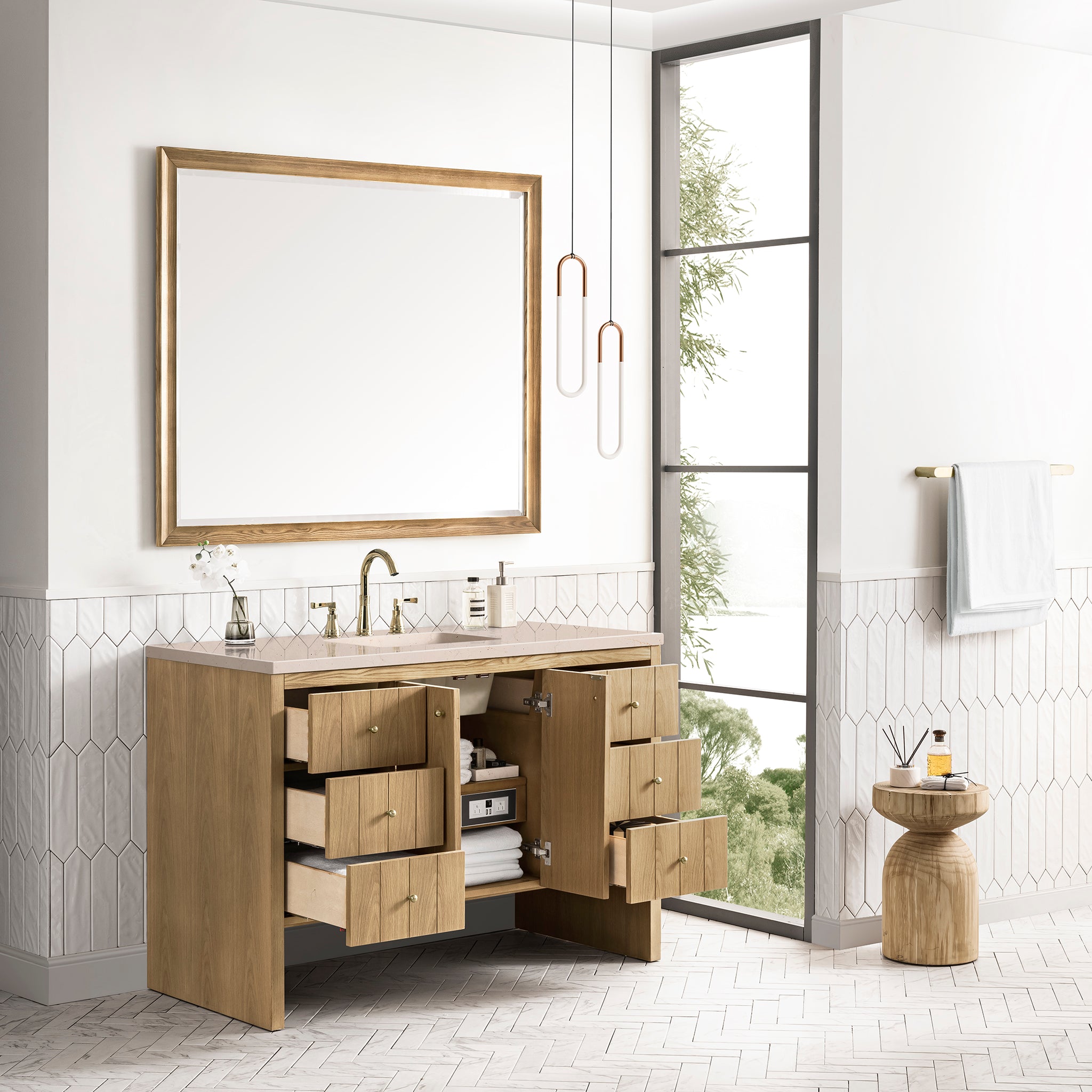 James Martin Hudson 48" Single Vanity in Light Natural Oak with 3cm Countertop