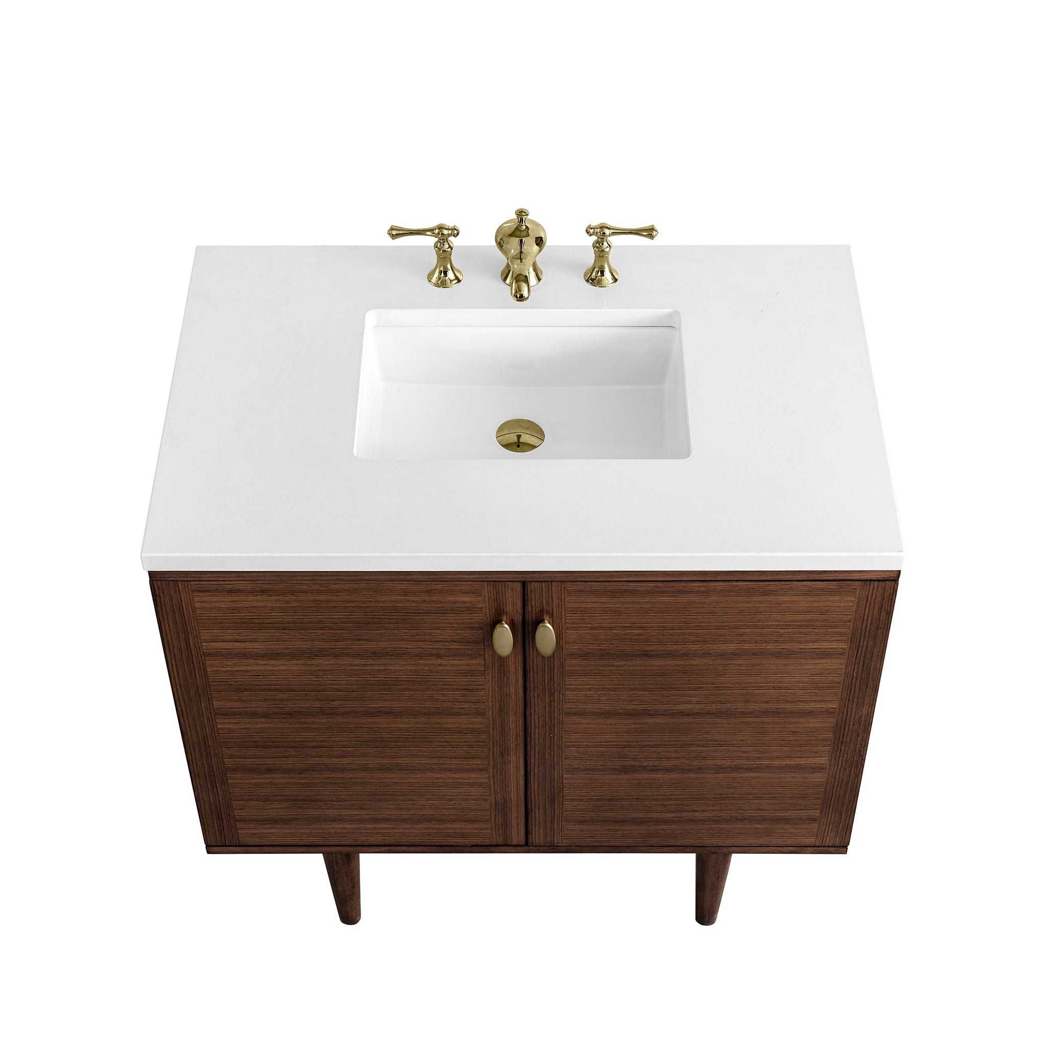 James Martin Amberly 36" Single Vanity in Mid-Century Walnut with 3cm Countertop