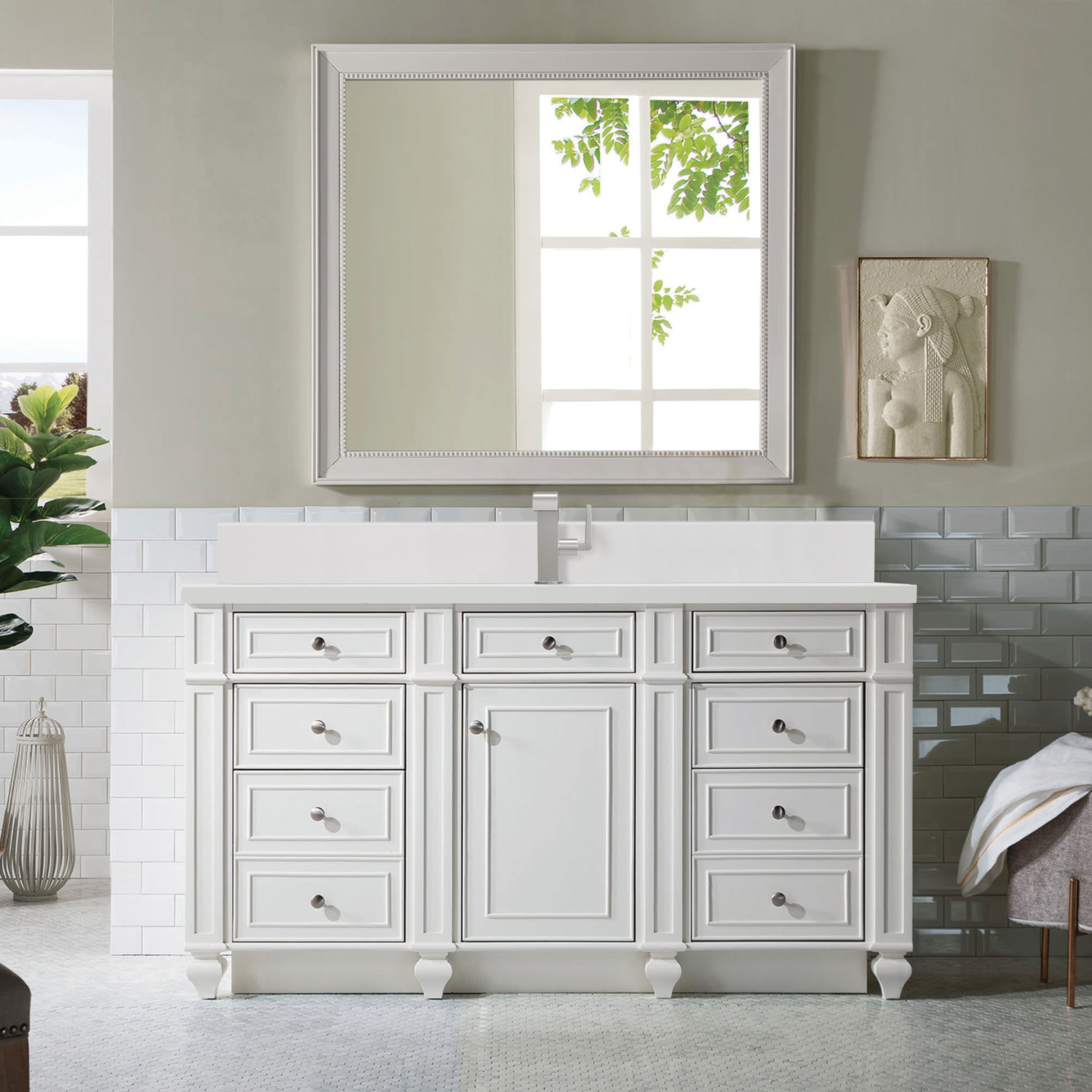James Martin Bristol 60" Single Vanity in Bright White with 3cm Countertop