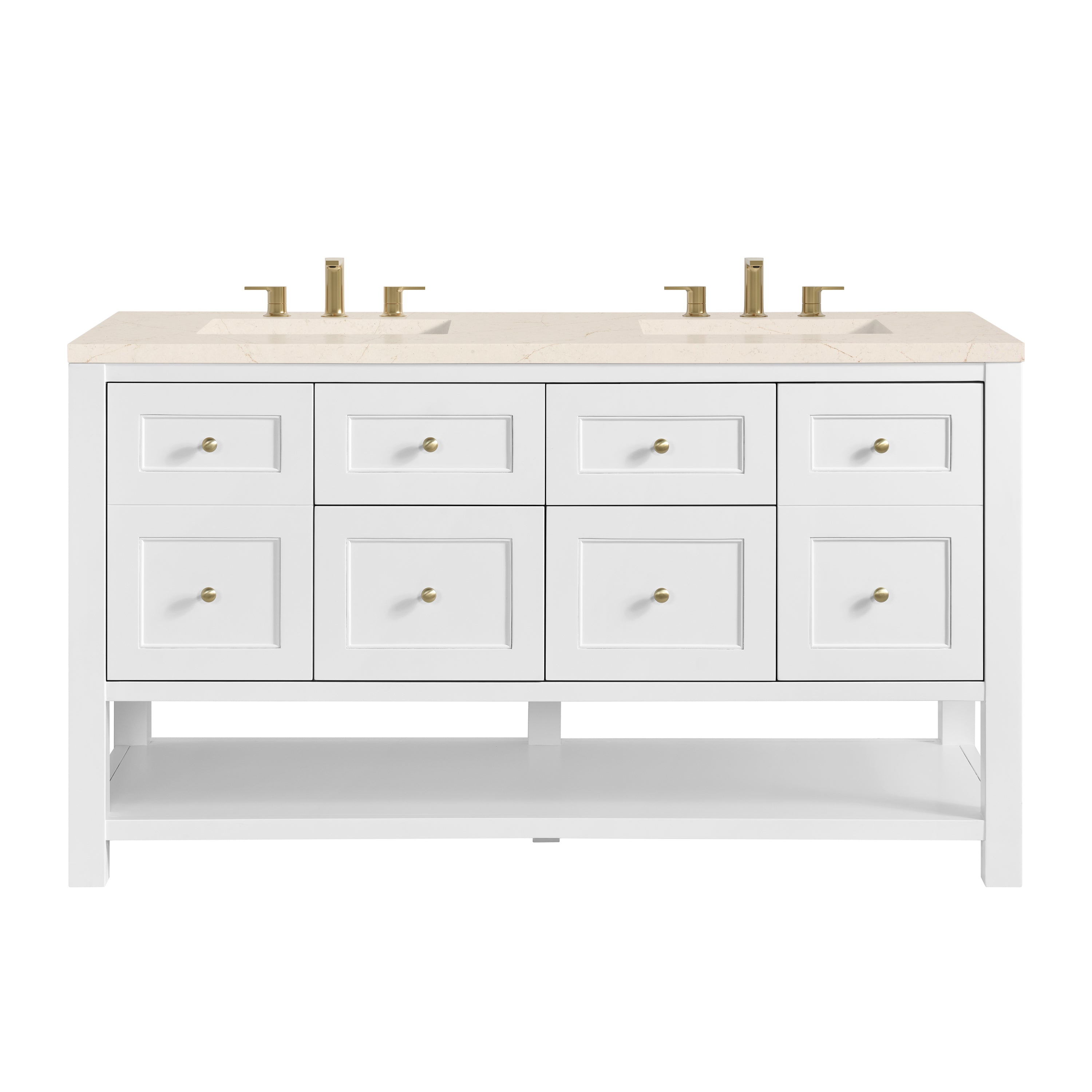 James Martin Breckenridge 60" Double Vanity in Bright White with 3cm Countertop