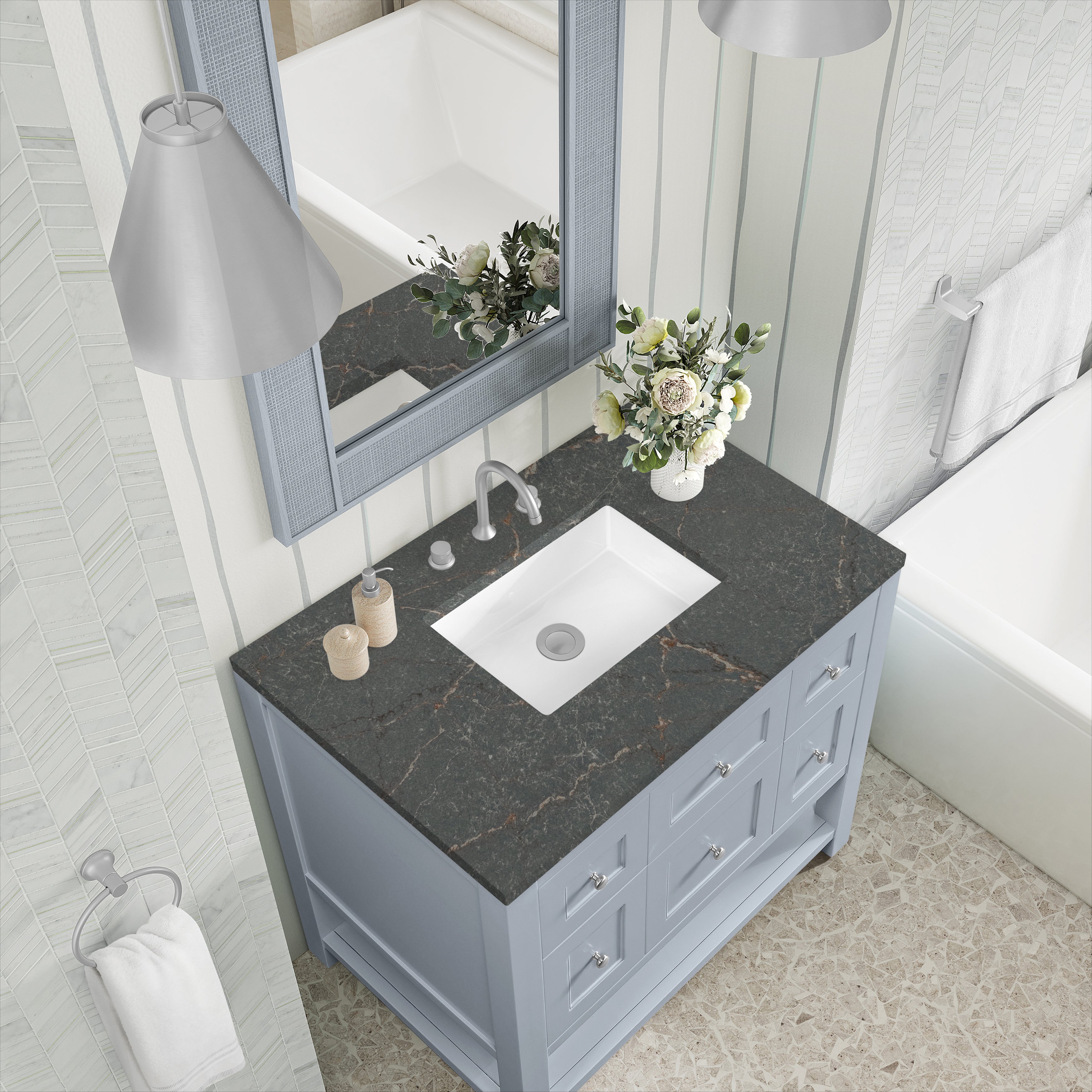 James Martin Breckenridge 36" Single in Serenity Blue with 3cm Countertop
