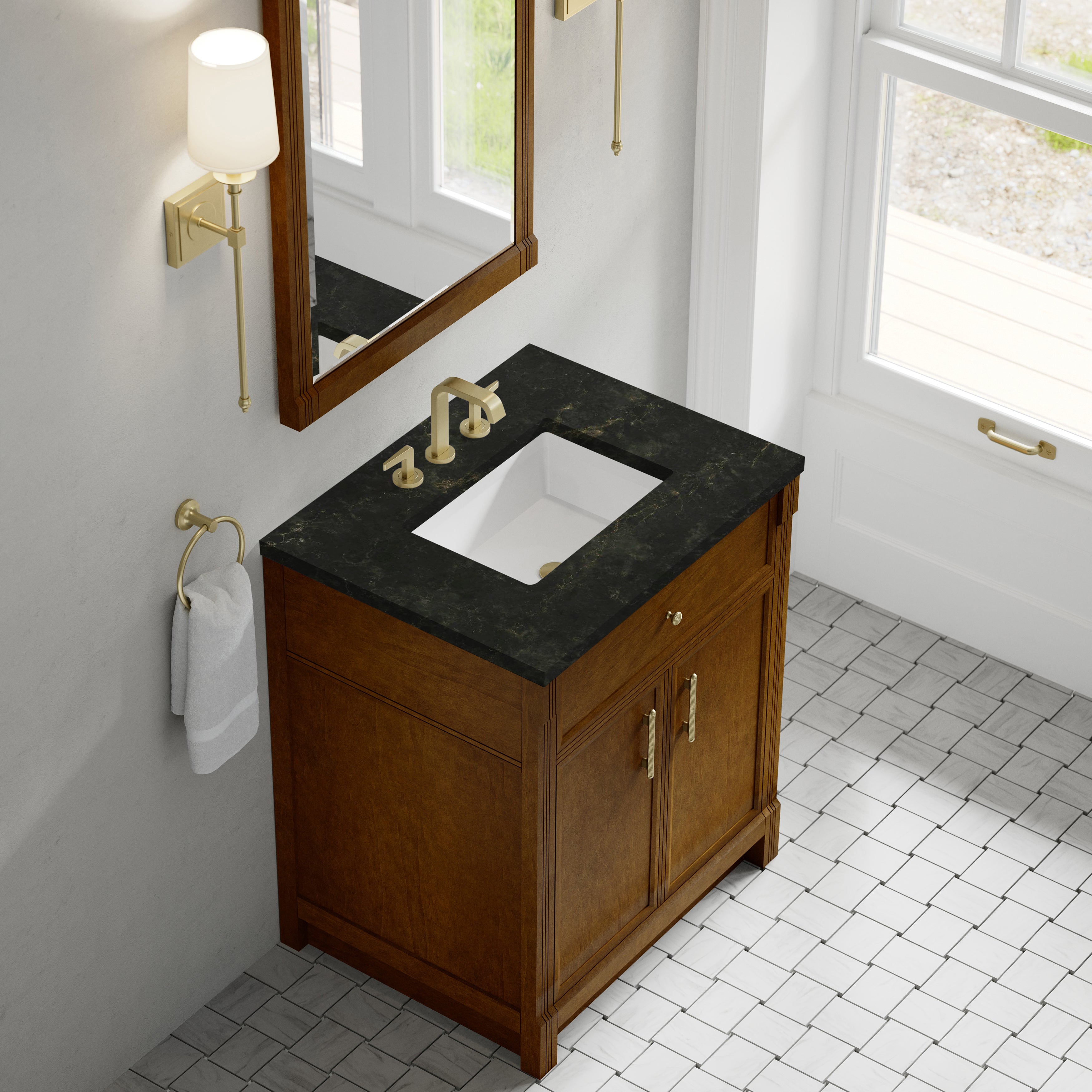 James Martin Bellshire 30" Single Vanity in Honey Oak with 3cm Countertop