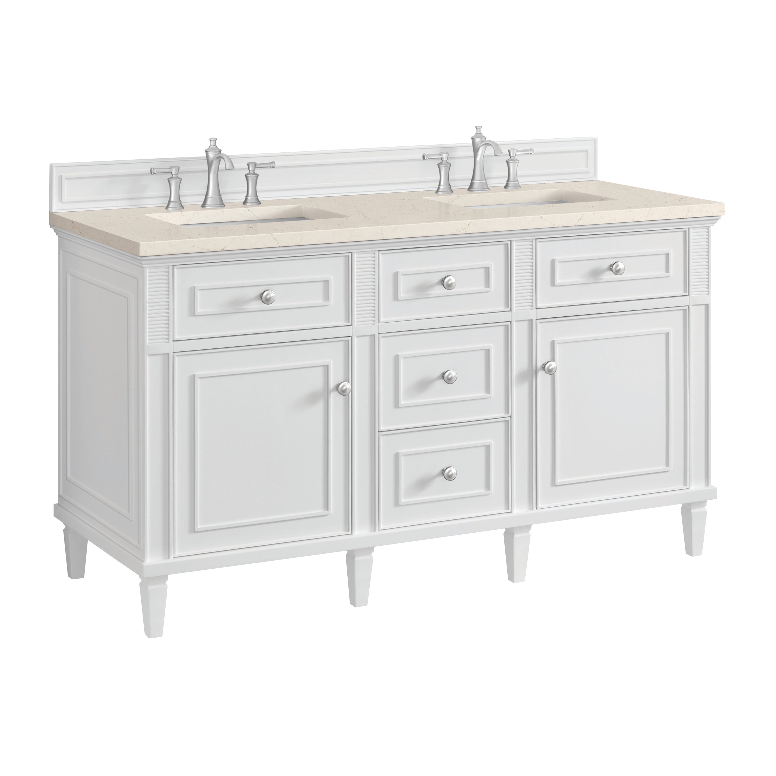 James Martin Lorelai 60" Double Vanity in Bright White with 3cm Countertop