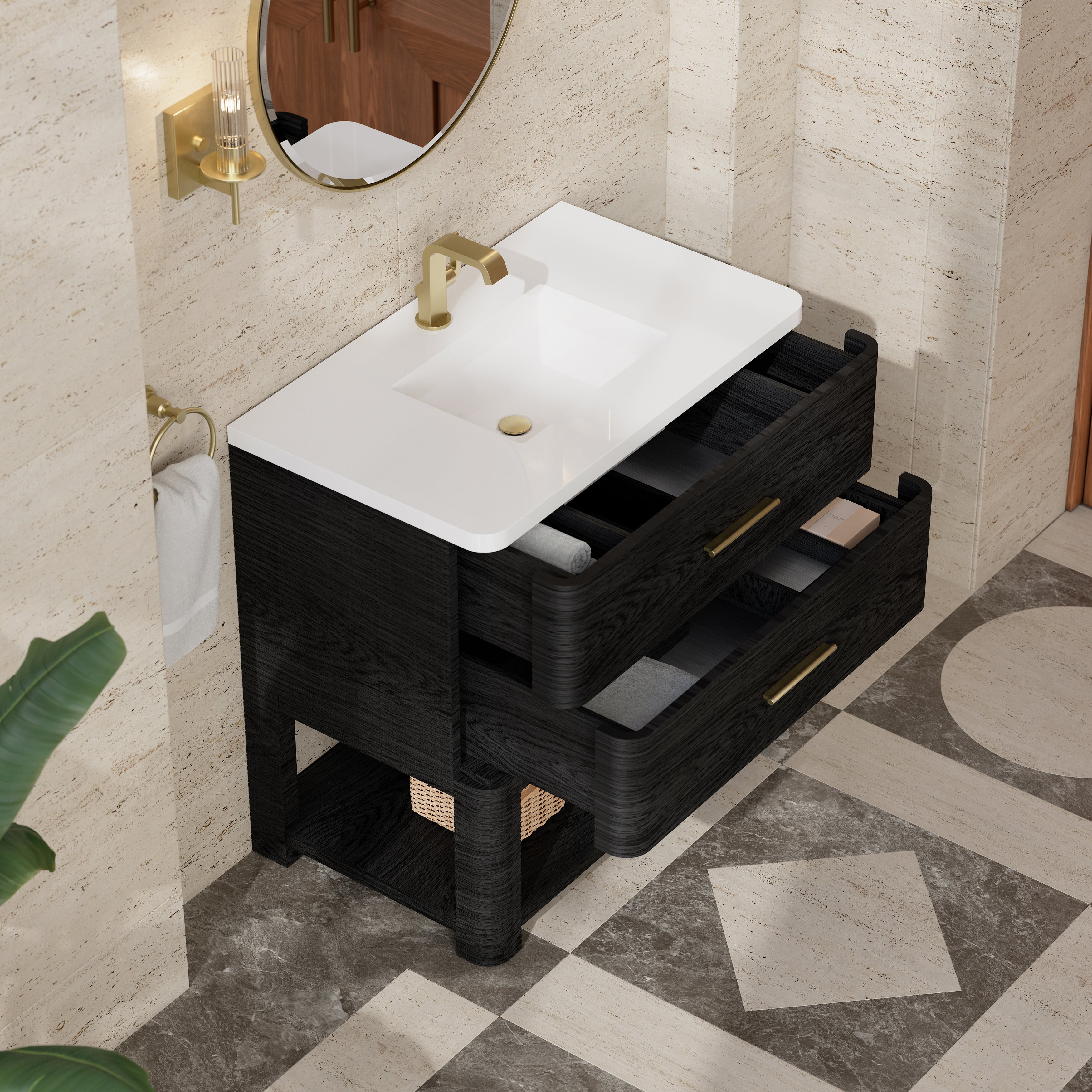 James Martin Lucian 36" Single Vanity in Carbon Oak with 3cm Countertop