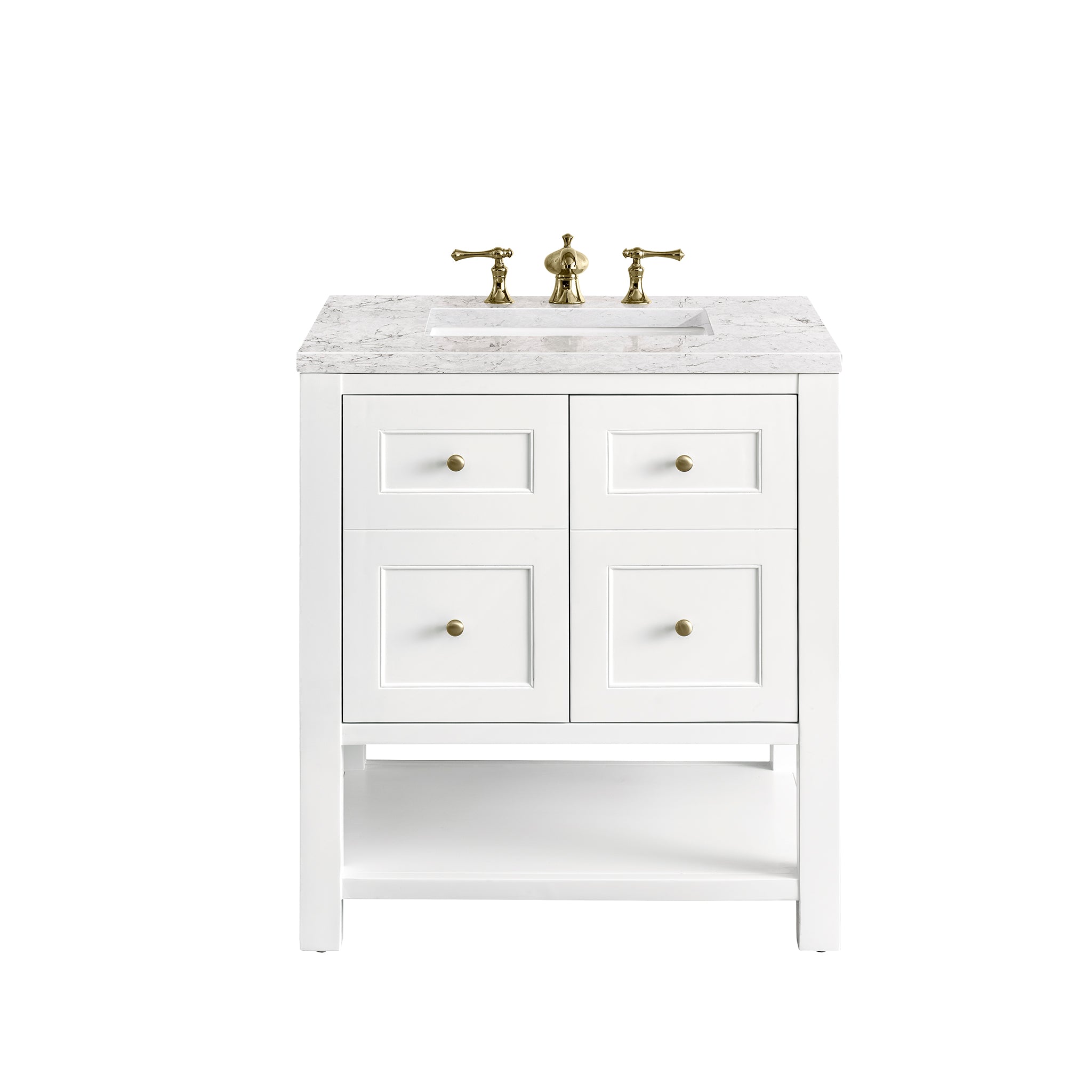 James Martin Breckenridge 30" Single Vanity in Bright White with 3cm Countertop