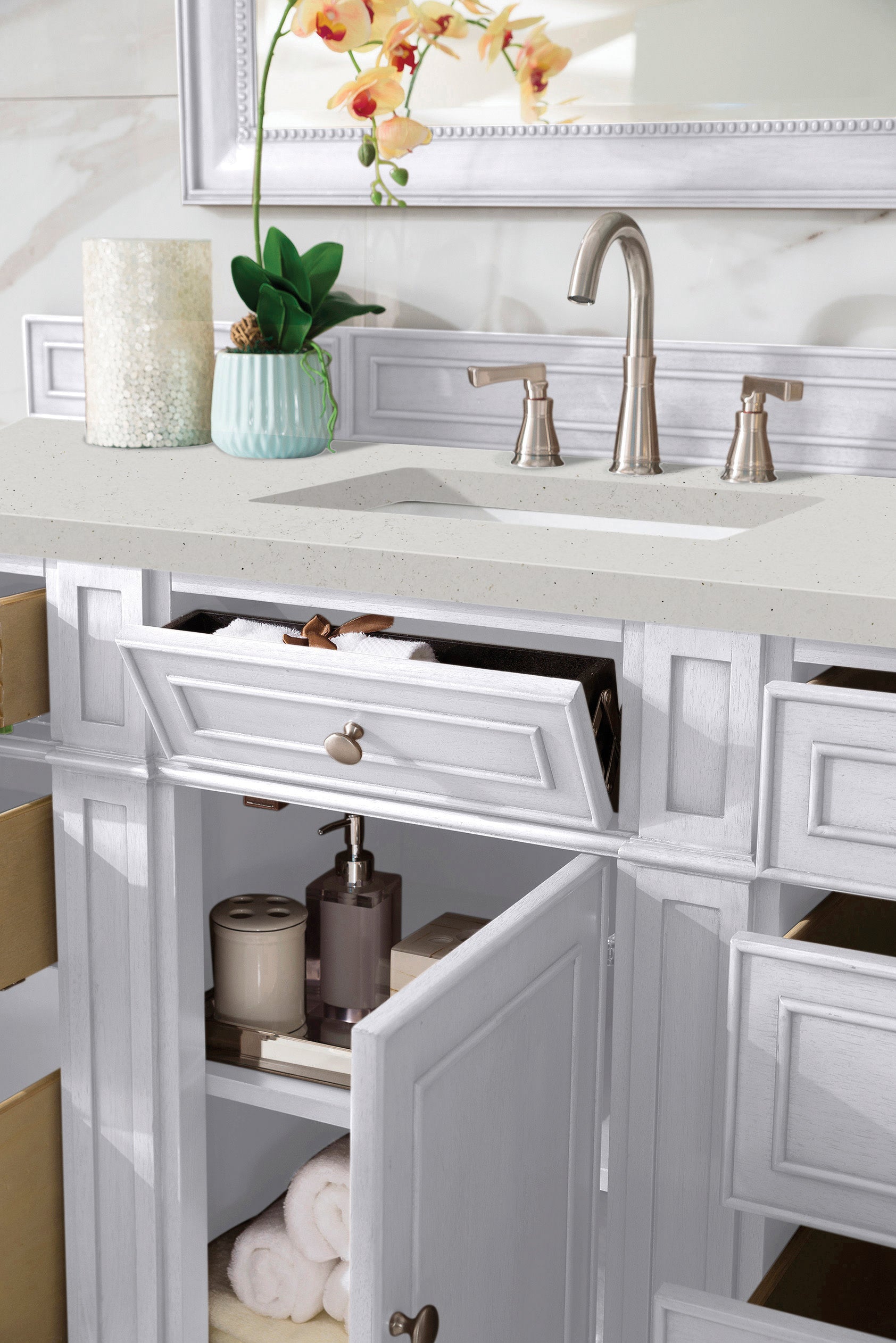 James Martin Bristol 60" Single Vanity in Bright White with 3cm Countertop