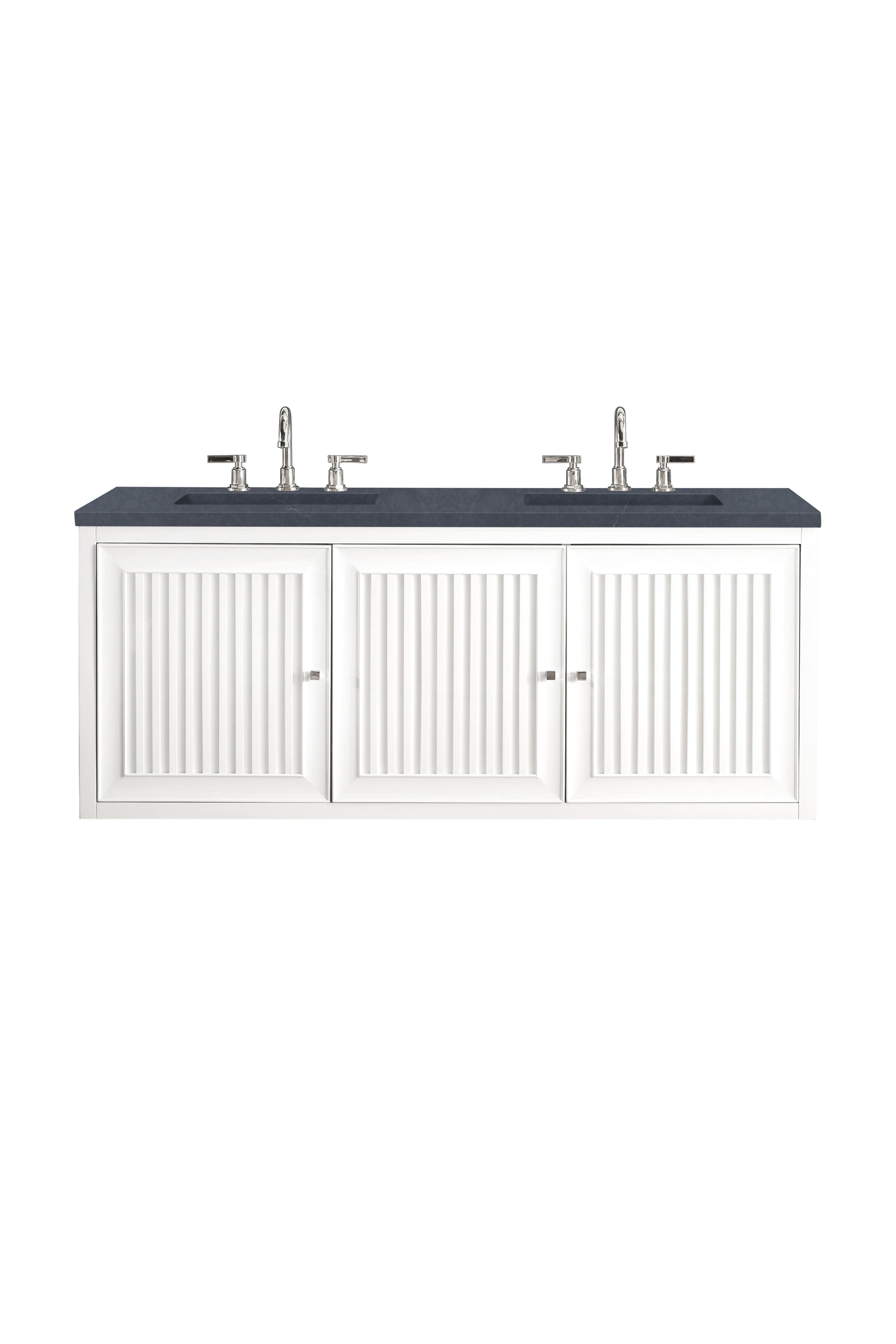 James Martin Athens 60" Double Vanity in Glossy White with 3cm Countertop