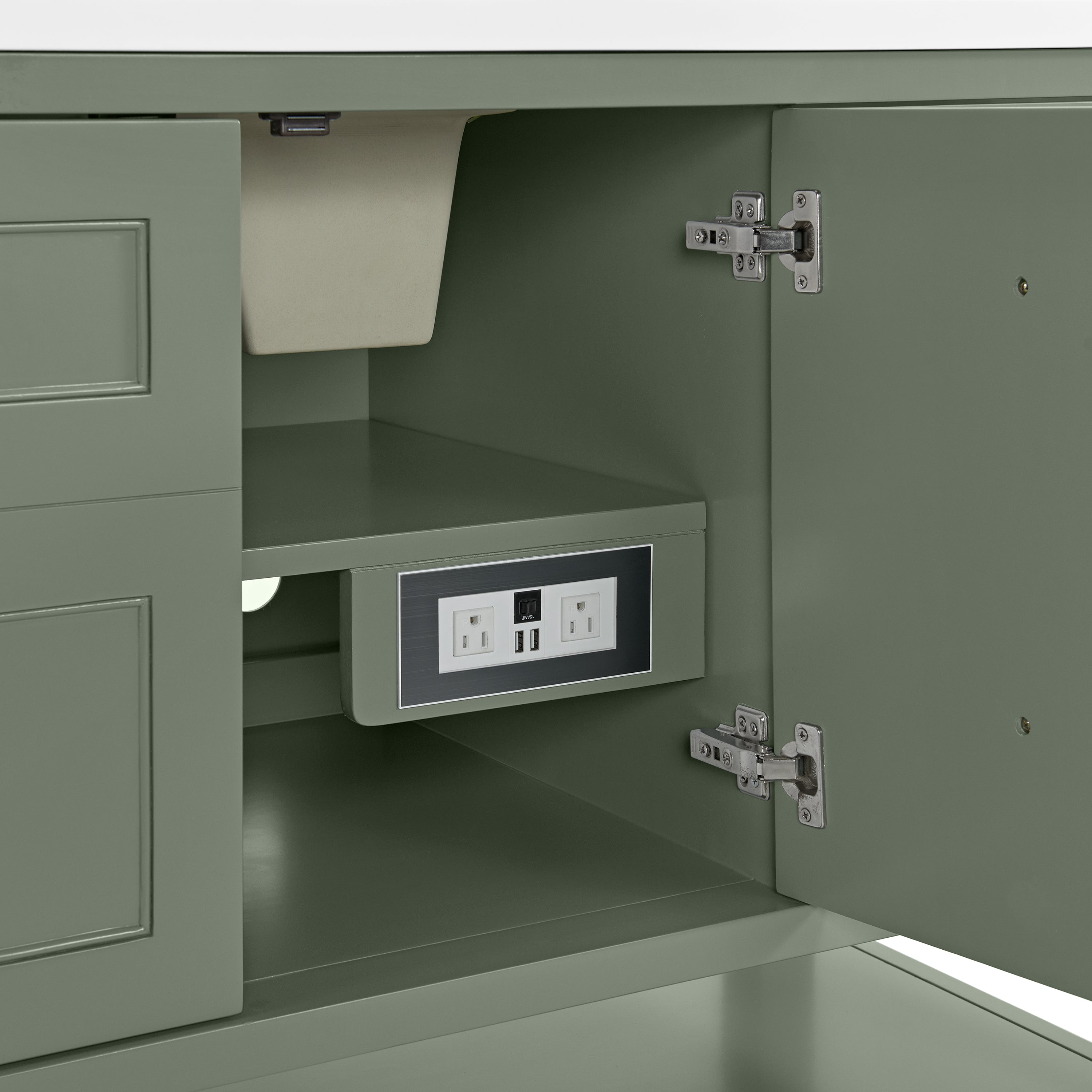 James Martin Breckenridge 60" Single Vanity in Smokey Celadon with 3cm Countertop and FreePower Wireless Charger