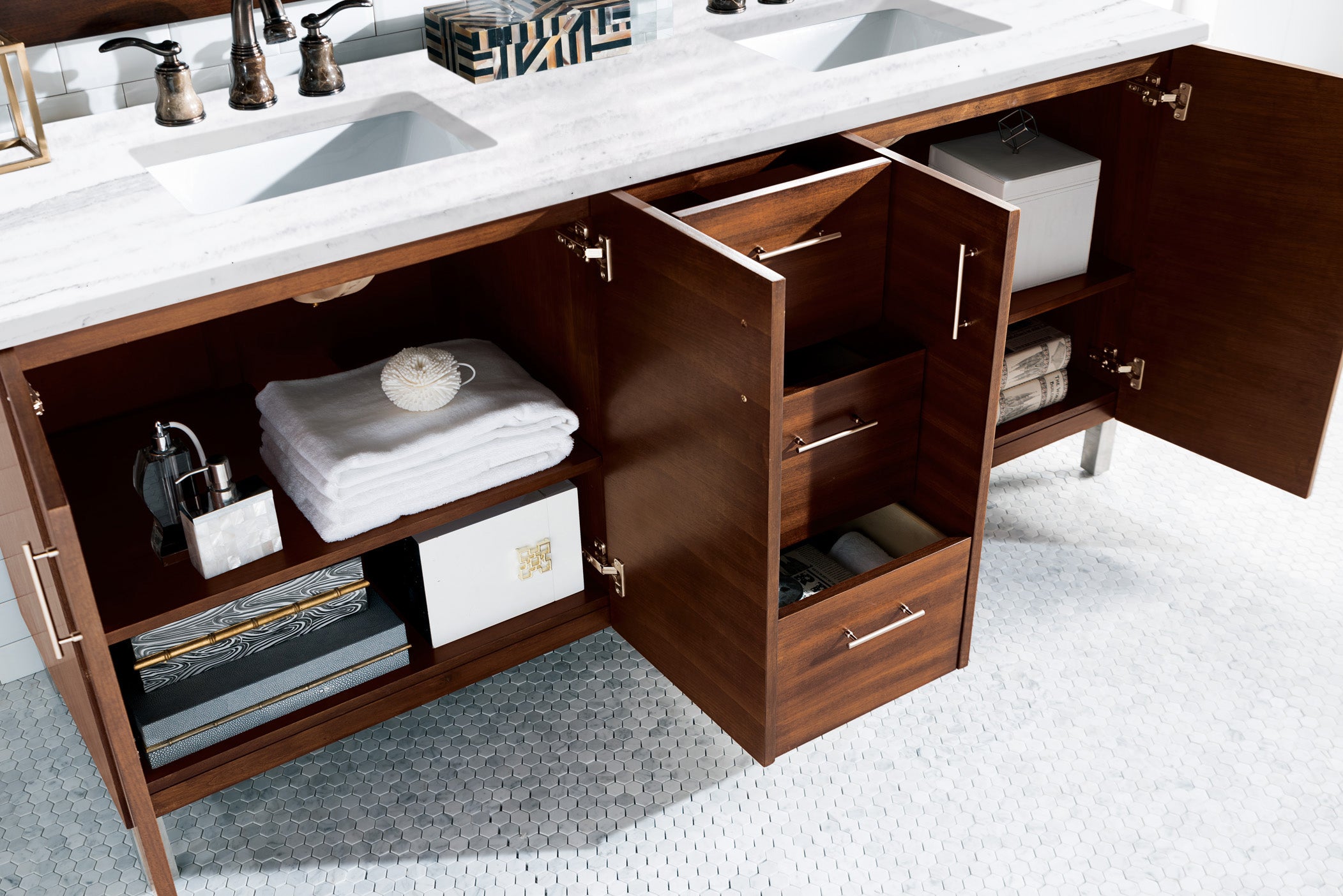 James Martin Metropolitan 72" Double Vanity in American Walnut with 3cm Countertop