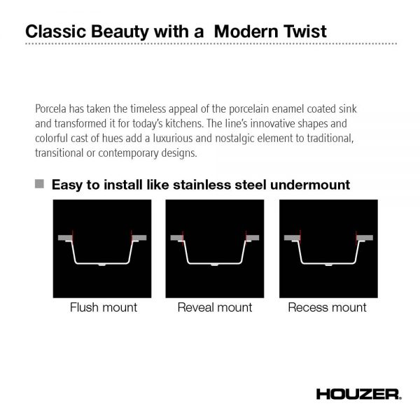 Houzer Porcela 13" Porcelain Enamel Steel Undermount Bar Sink