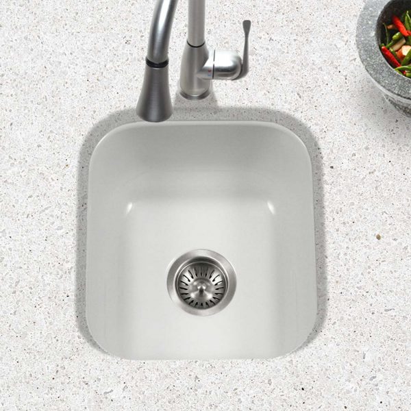 Houzer Porcela 13" Porcelain Enamel Steel Undermount Bar Sink
