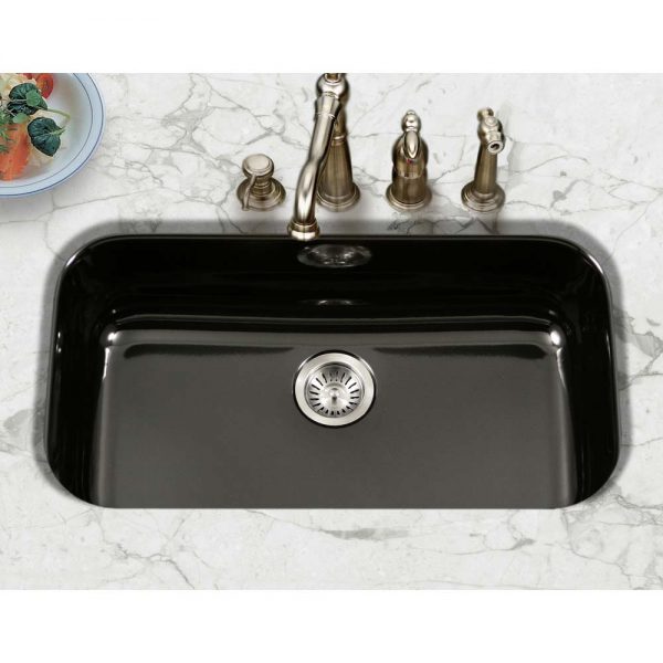 Houzer Porcela 31" Porcelain Enamel Steel Undermount Single Bowl Kitchen Sink