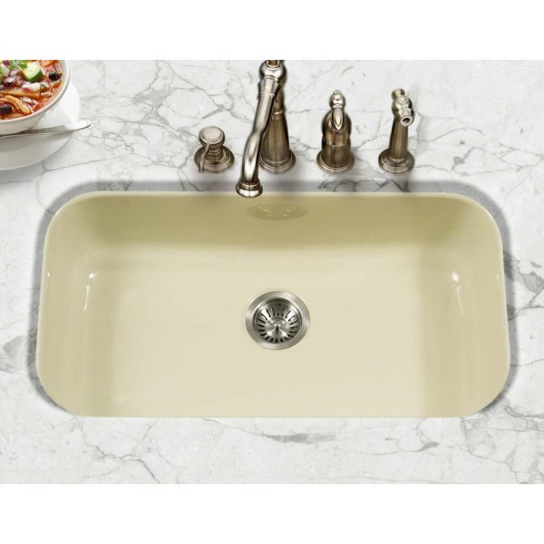 Houzer Porcela 31" Porcelain Enamel Steel Undermount Single Bowl Kitchen Sink