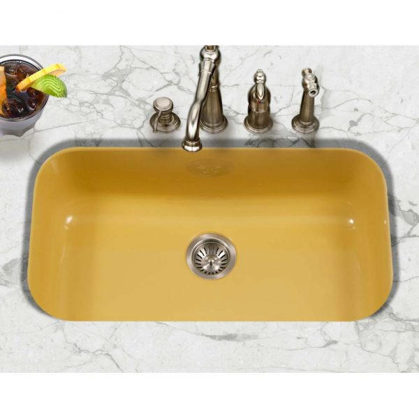 Houzer Porcela 31" Porcelain Enamel Steel Undermount Single Bowl Kitchen Sink
