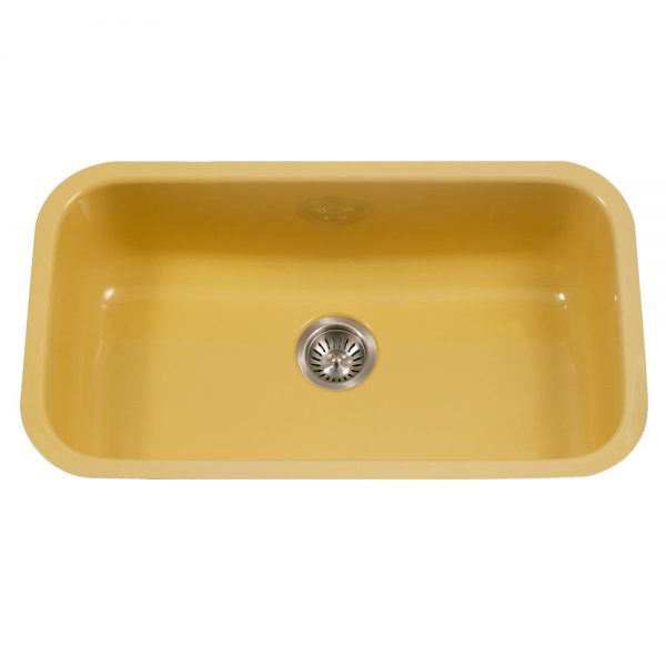 Houzer Porcela 31" Porcelain Enamel Steel Undermount Single Bowl Kitchen Sink