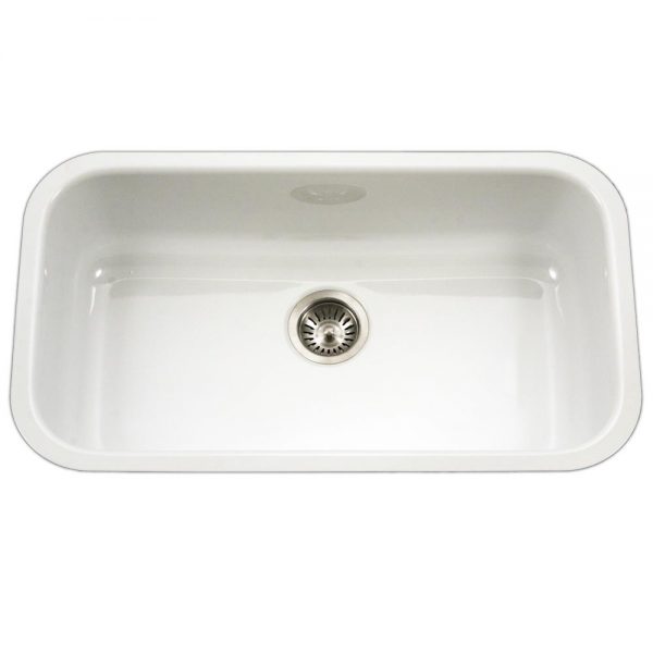 Houzer Porcela 31" Porcelain Enamel Steel Undermount Single Bowl Kitchen Sink