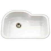 Houzer Porcela 31" Porcelain Enamel Steel Undermount Single Bowl Offset Kitchen Sink