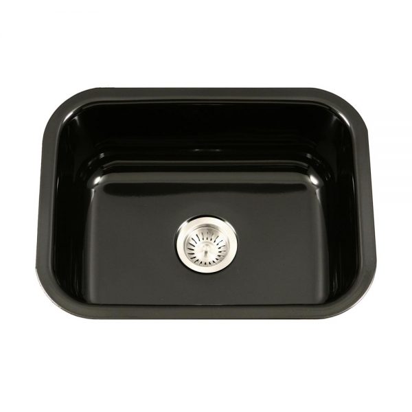 Houzer Porcela 23" Porcelain Enamel Steel Undermount Single Bowl Kitchen Sink