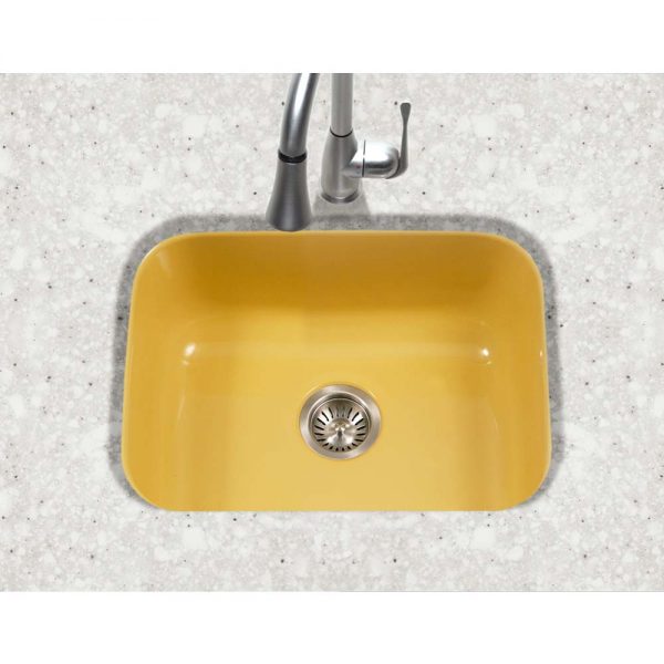 Houzer Porcela 23" Porcelain Enamel Steel Undermount Single Bowl Kitchen Sink