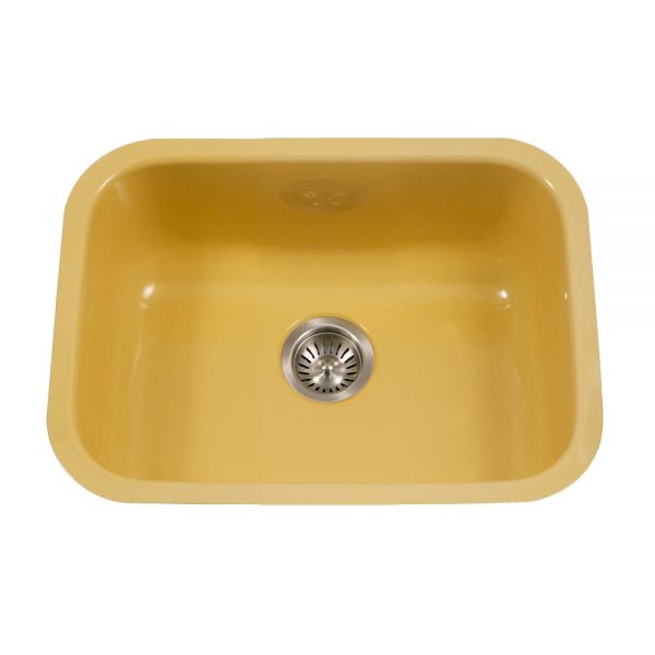 Houzer Porcela 23" Porcelain Enamel Steel Undermount Single Bowl Kitchen Sink