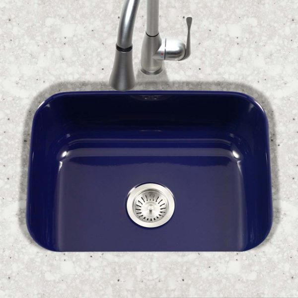 Houzer Porcela 23" Porcelain Enamel Steel Undermount Single Bowl Kitchen Sink