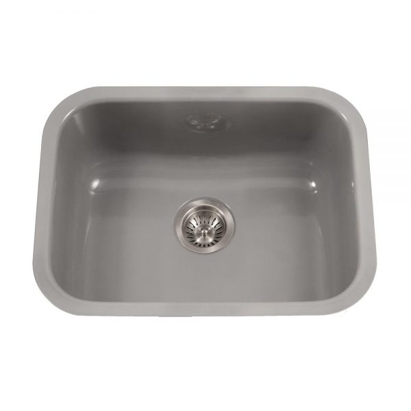 Houzer Porcela 23" Porcelain Enamel Steel Undermount Single Bowl Kitchen Sink