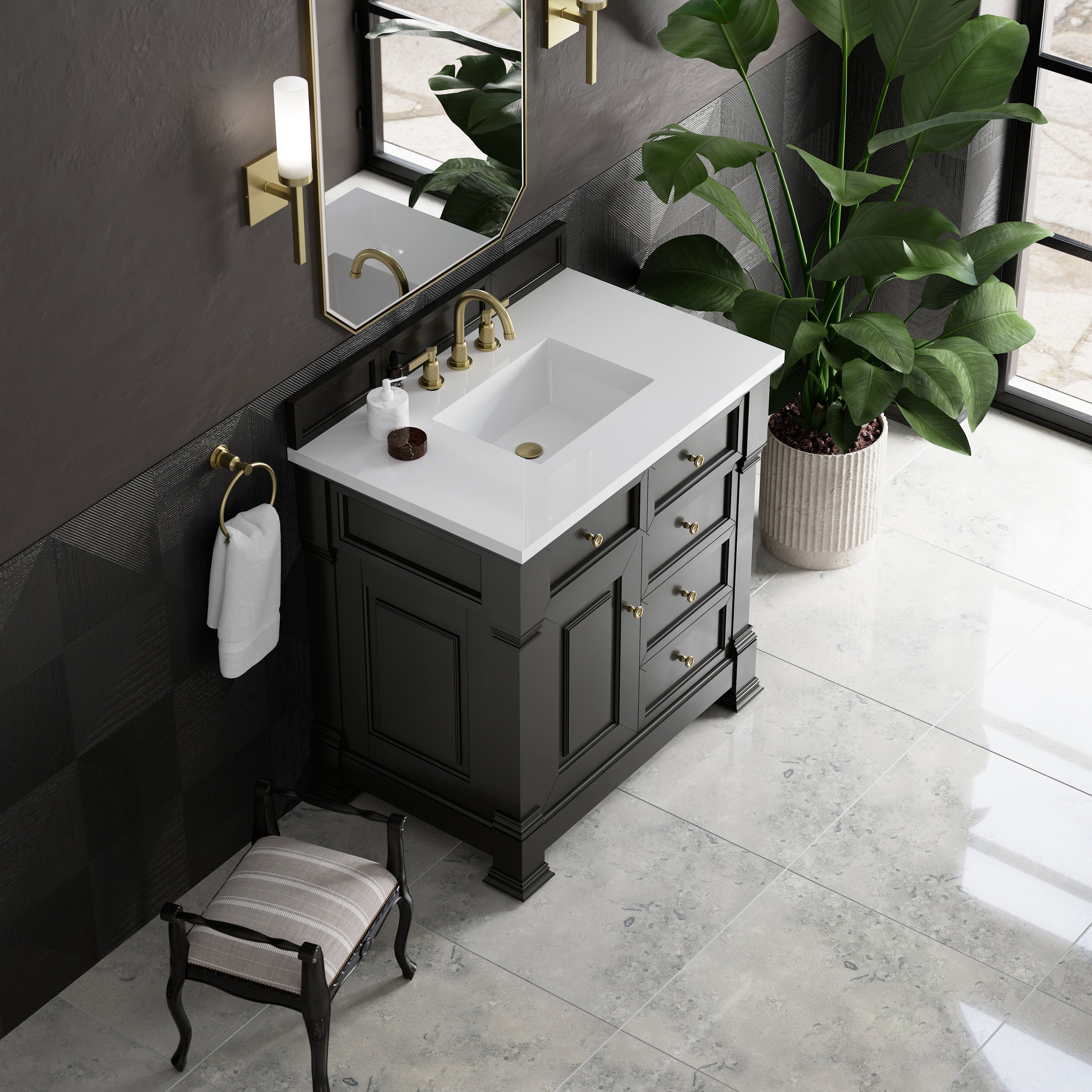 James Martin Brookfield 36" Single Vanity in Black Onyx with 3cm Countertop