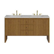 James Martin Hudson 60" Double Vanity in Honey Oak with 3cm Countertop and FreePower Wireless Charger