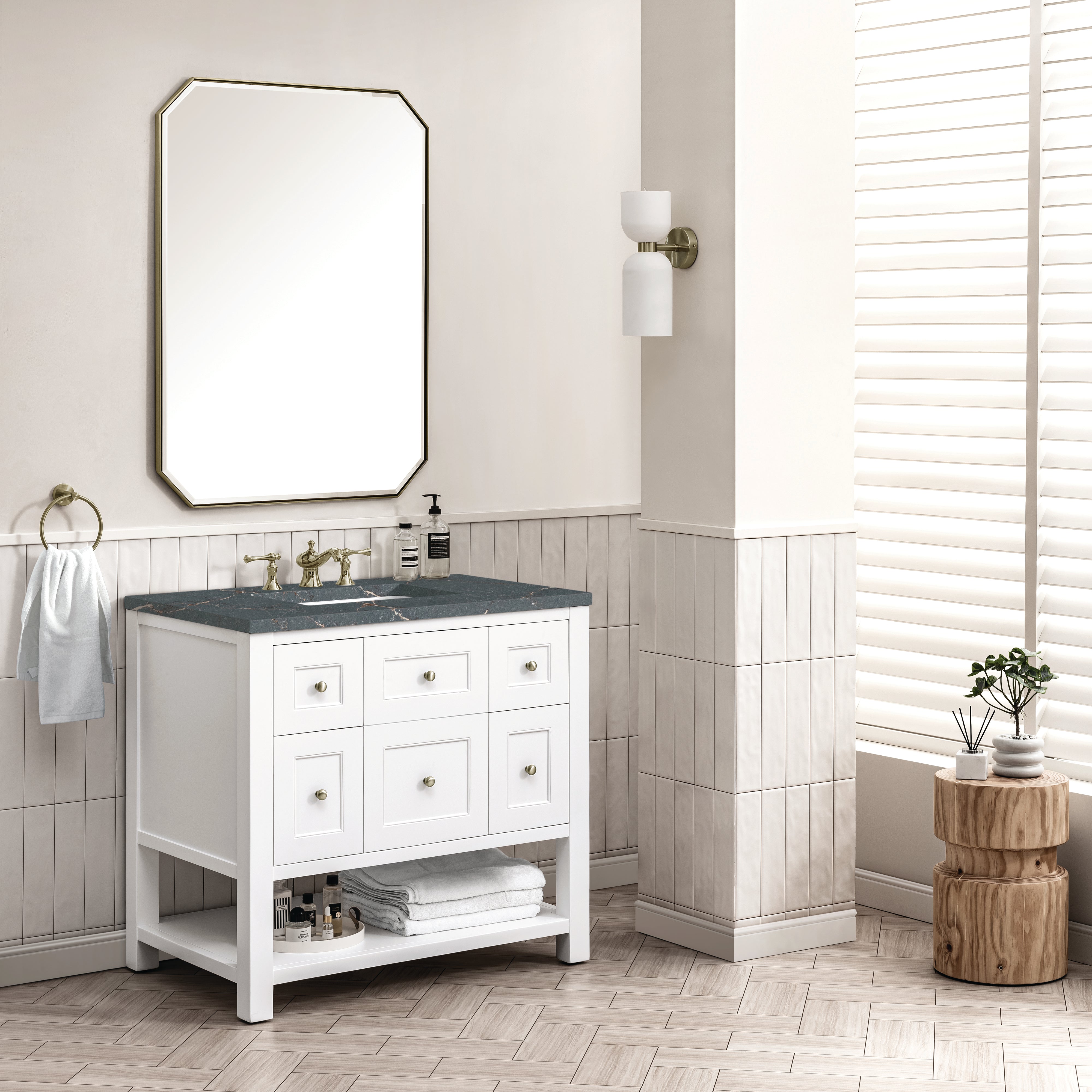 James Martin Breckenridge 36" Single Vanity in Bright White with 3cm Countertop
