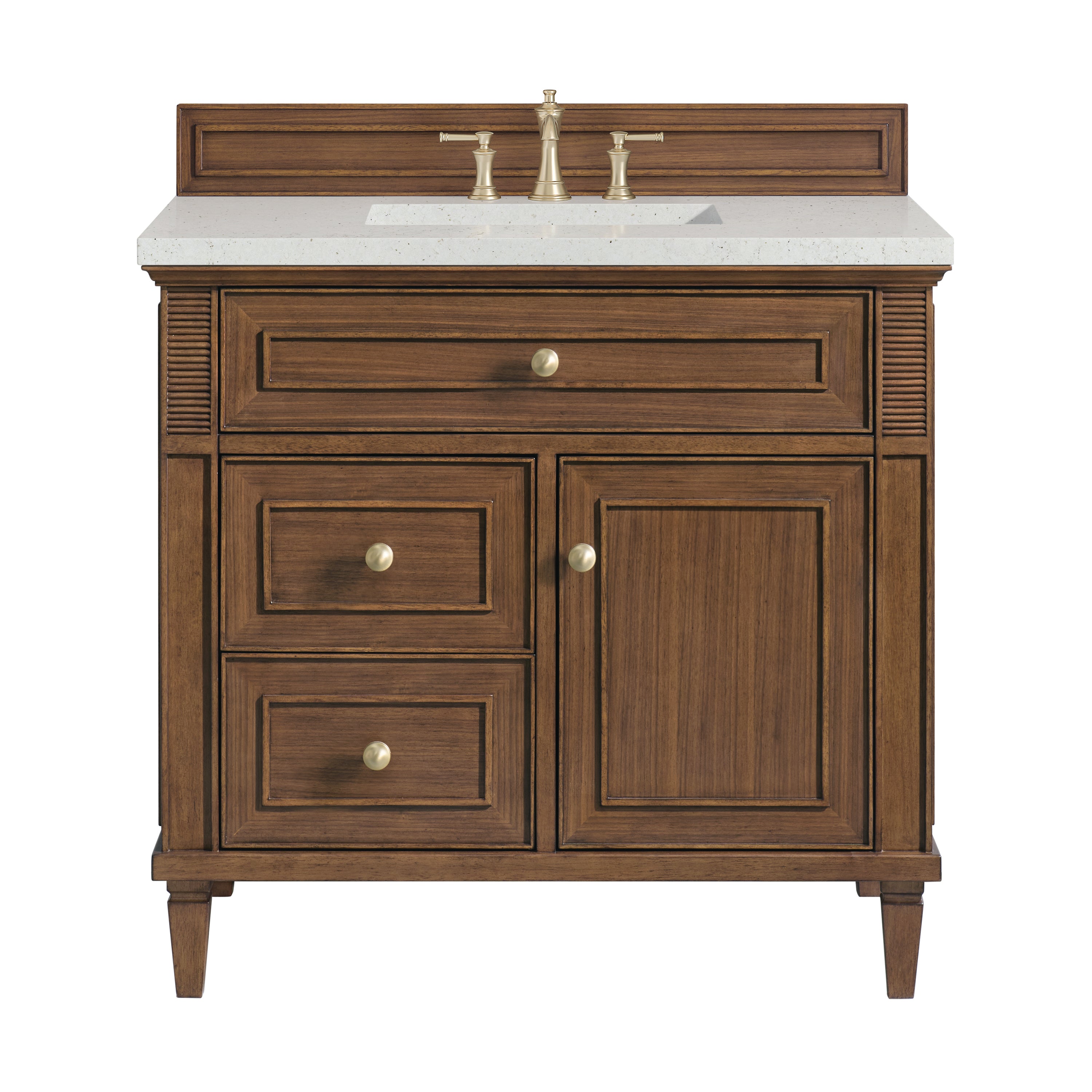 James Martin Lorelai 36" Single Vanity in Mid-Century Walnut with 3cm Countertop