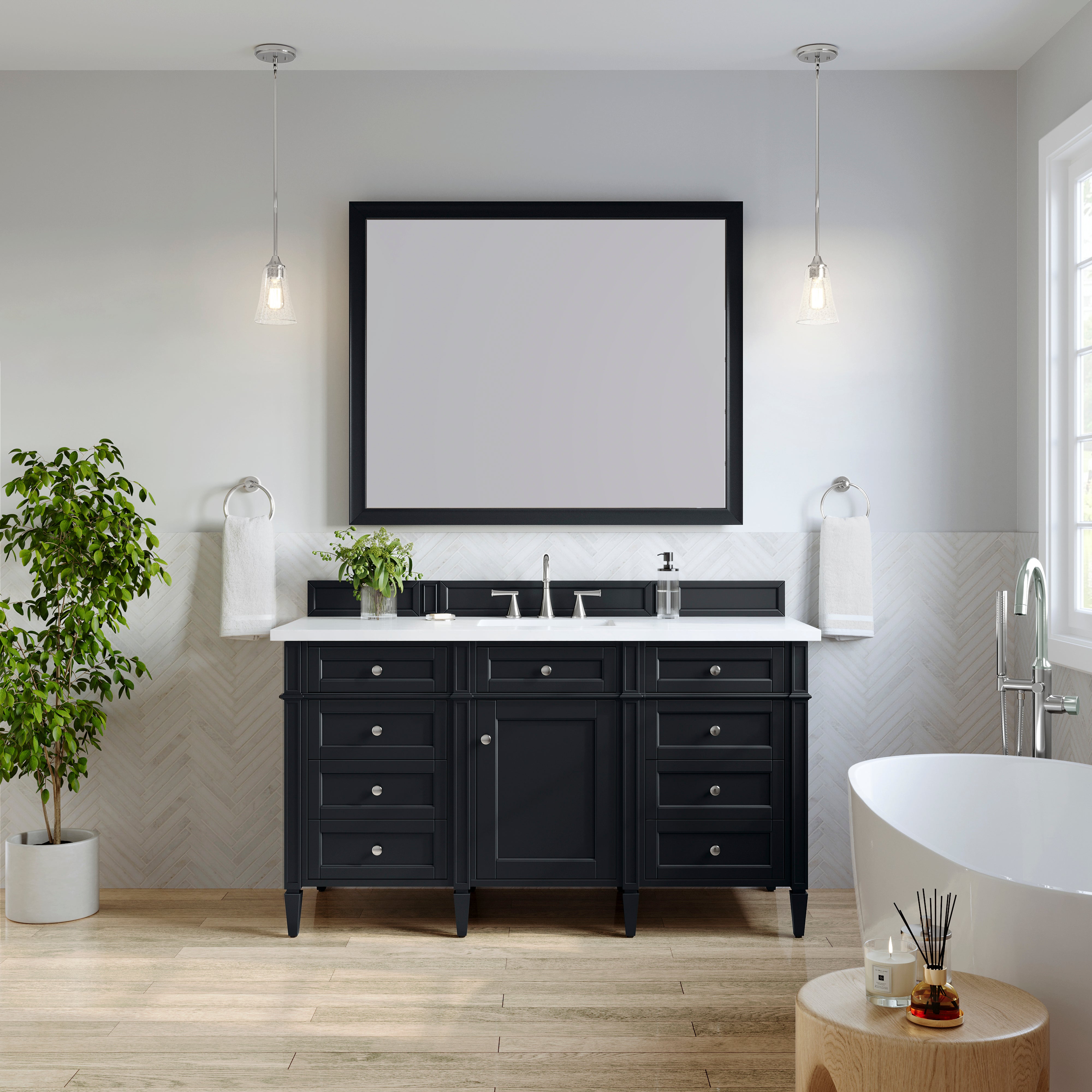 James Martin Brittany 60" Single Vanity in Black Onyx with 3cm Countertop