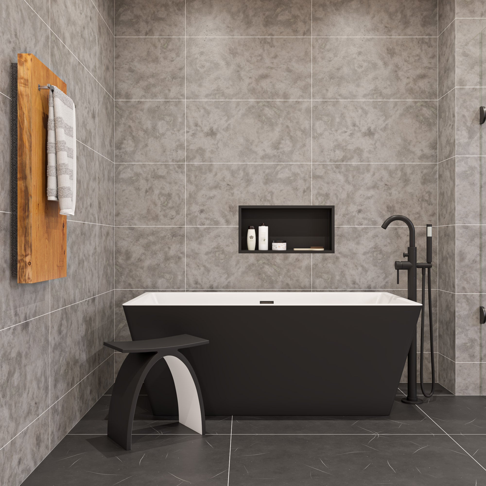 ALFI brand AB2534 Single Lever Floor Mounted Tub Filler Mixer w Hand Held Shower Head