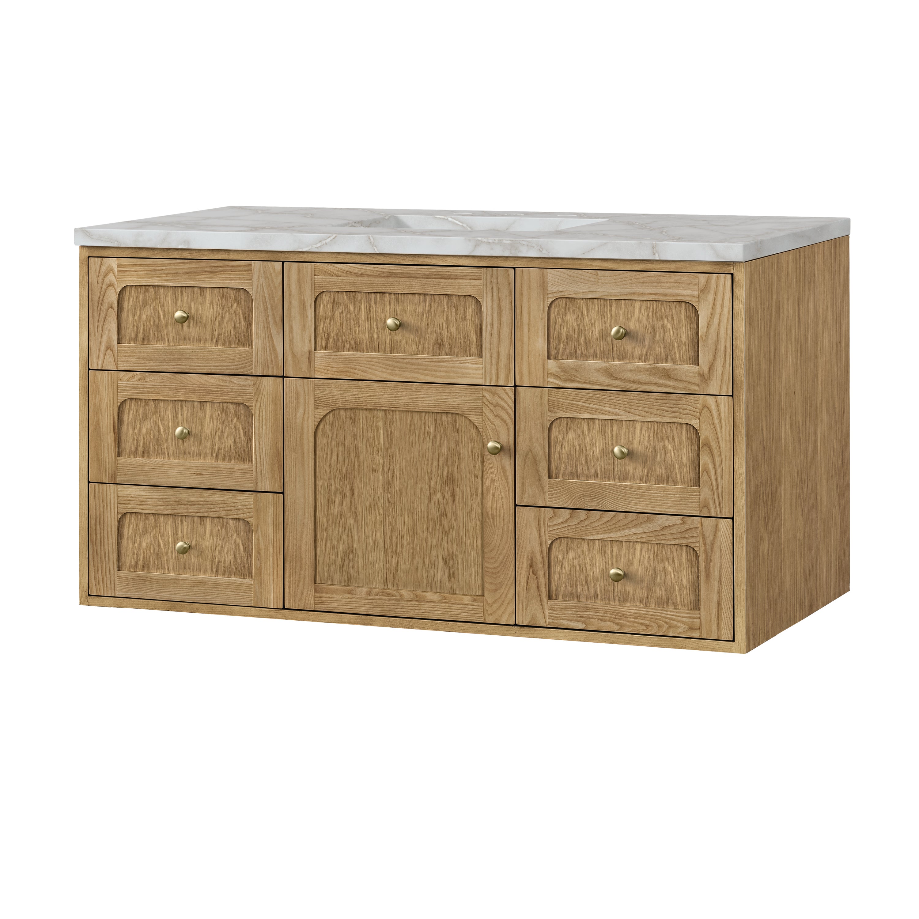 James Martin Laurent 48" Single Vanity in Light Natural Oak with 3cm Countertop and FreePower Wireless Charger