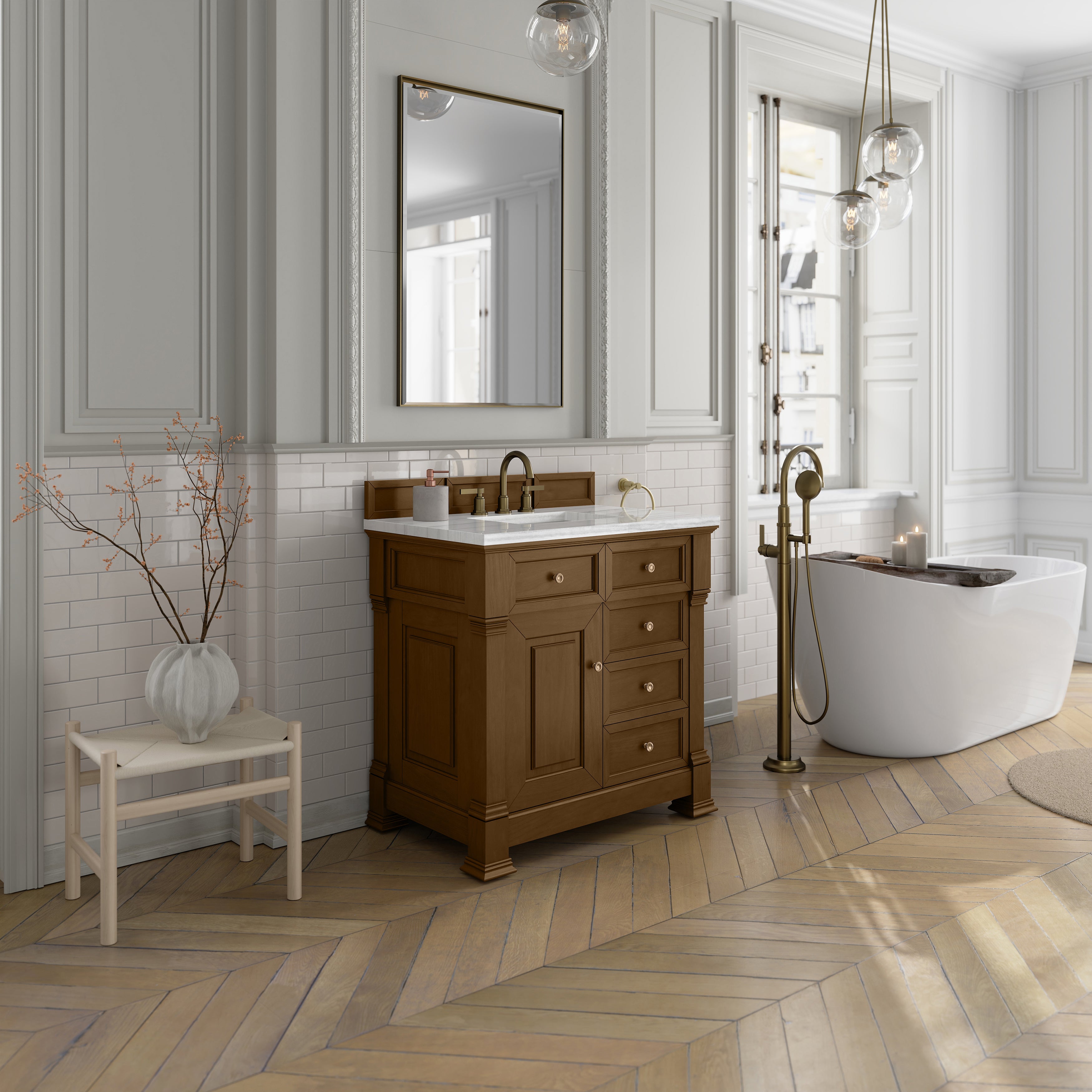 James Martin Brookfield 36" Single Vanity in Honey Oak with 3cm Countertop