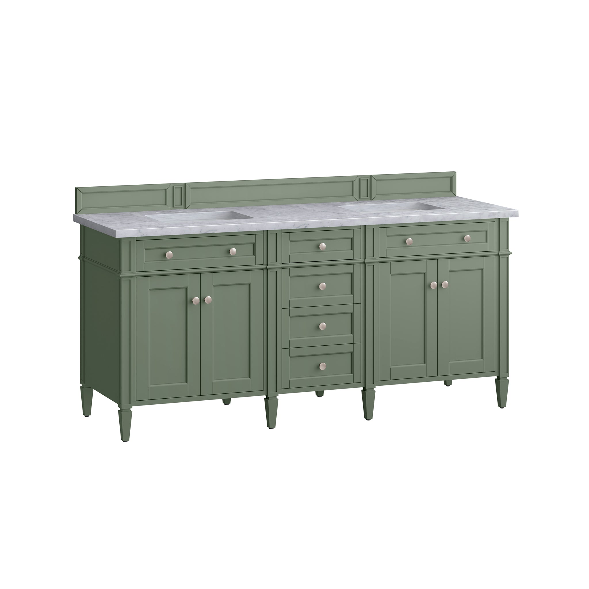 James Martin Brittany 72" Double Vanity in Smokey Celadon with 3cm Countertop
