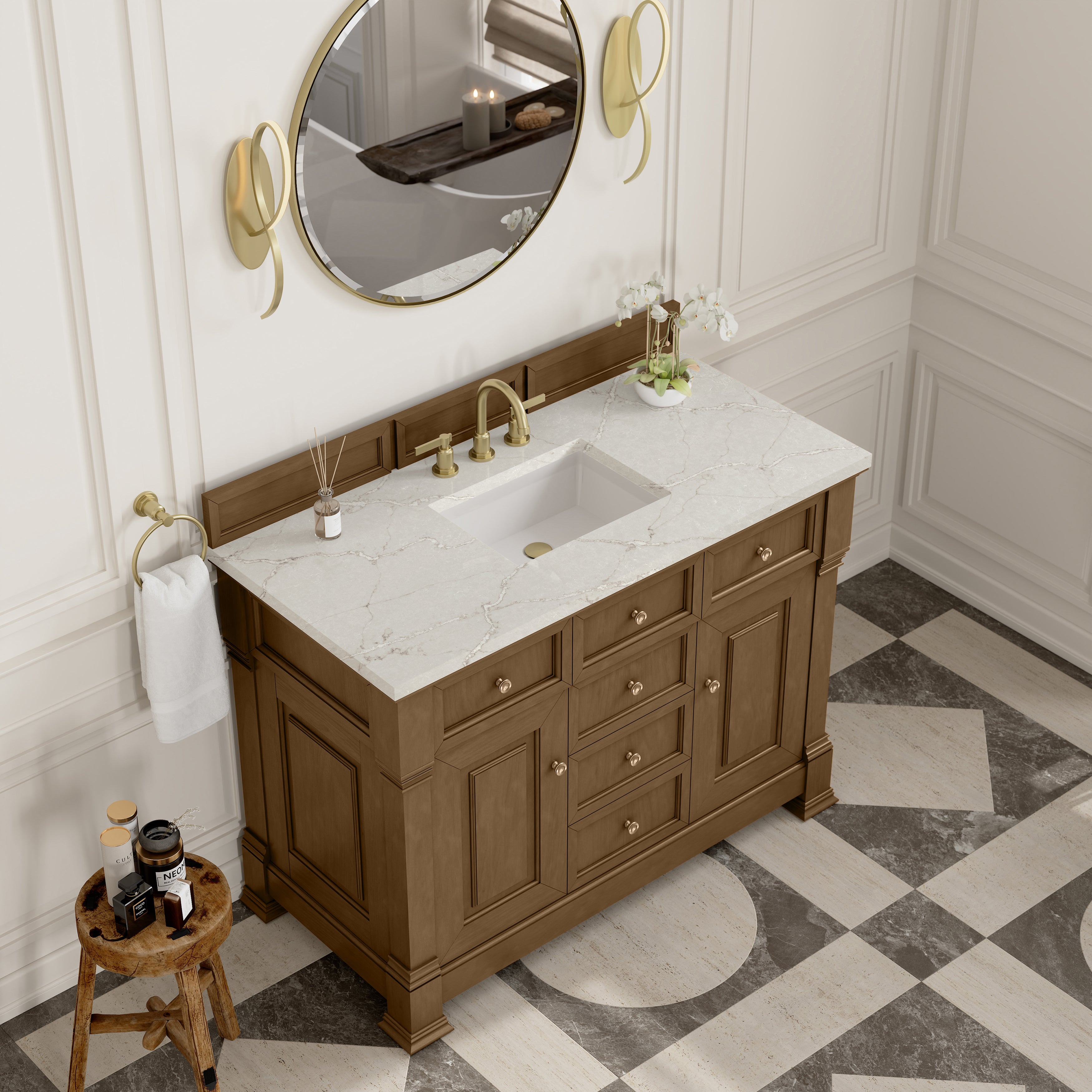 James Martin Brookfield 48" Single Vanity in Honey Oak with 3cm Countertop