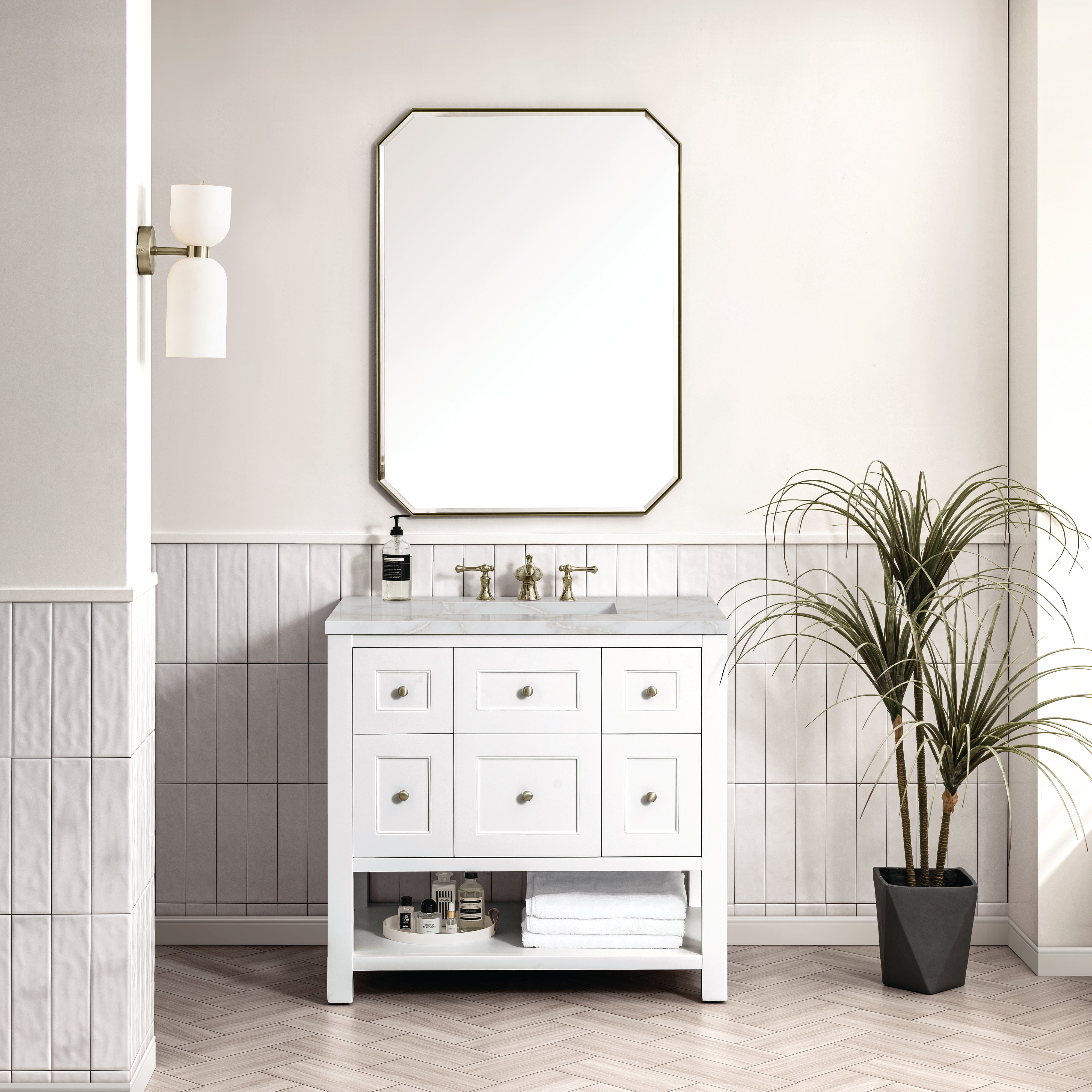 James Martin Breckenridge 36" Single Vanity in Bright White with 3cm Countertop