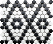 CC Mosaics Black & White Matte (10x9 Penny Round Mosaic)