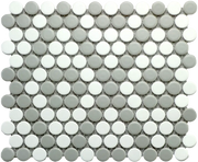 CC Mosaics Gray & White Matte (10x9 Penny Round Mosaic)