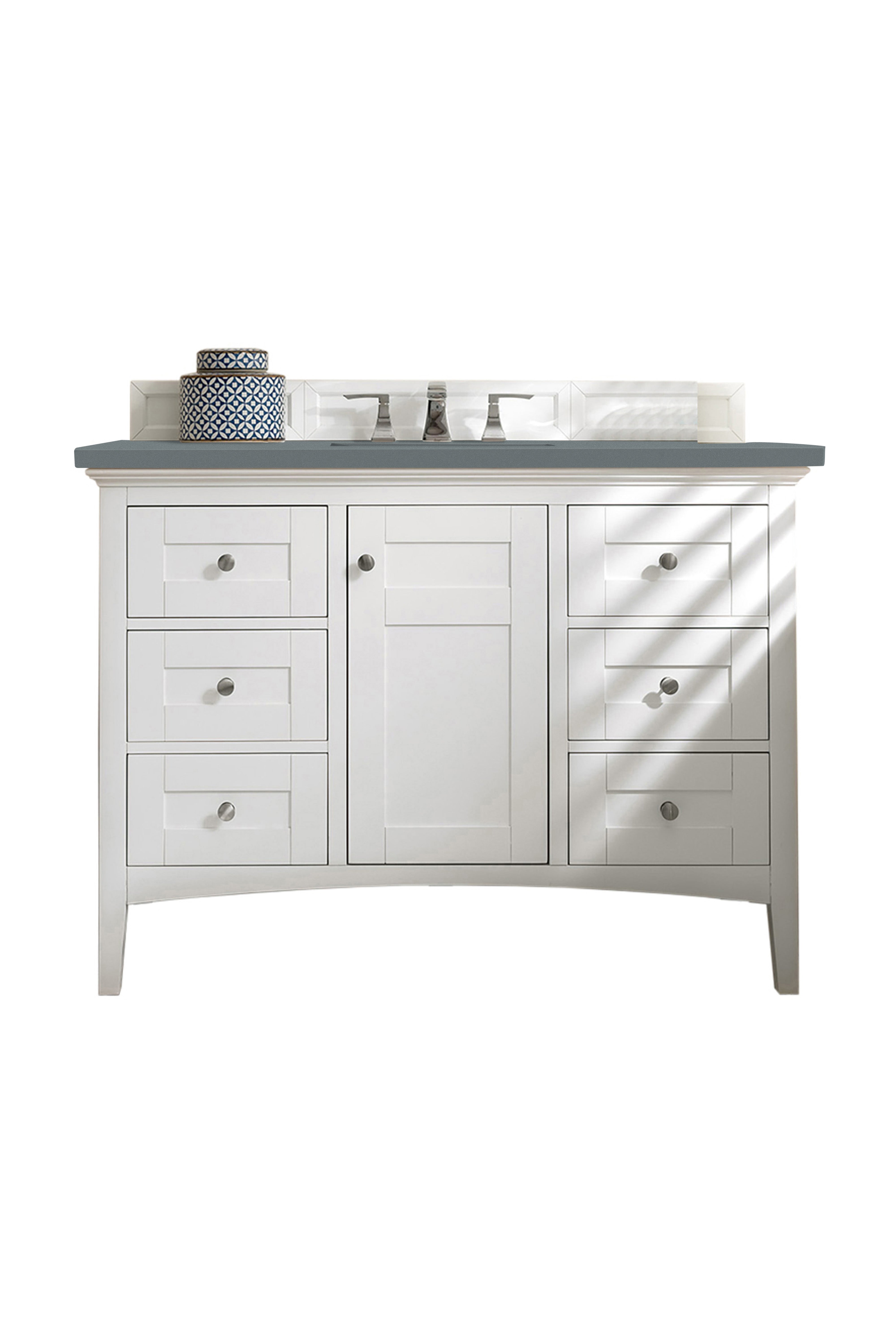 James Martin Palisades 48" Single Vanity in Bright White with 3cm Countertop