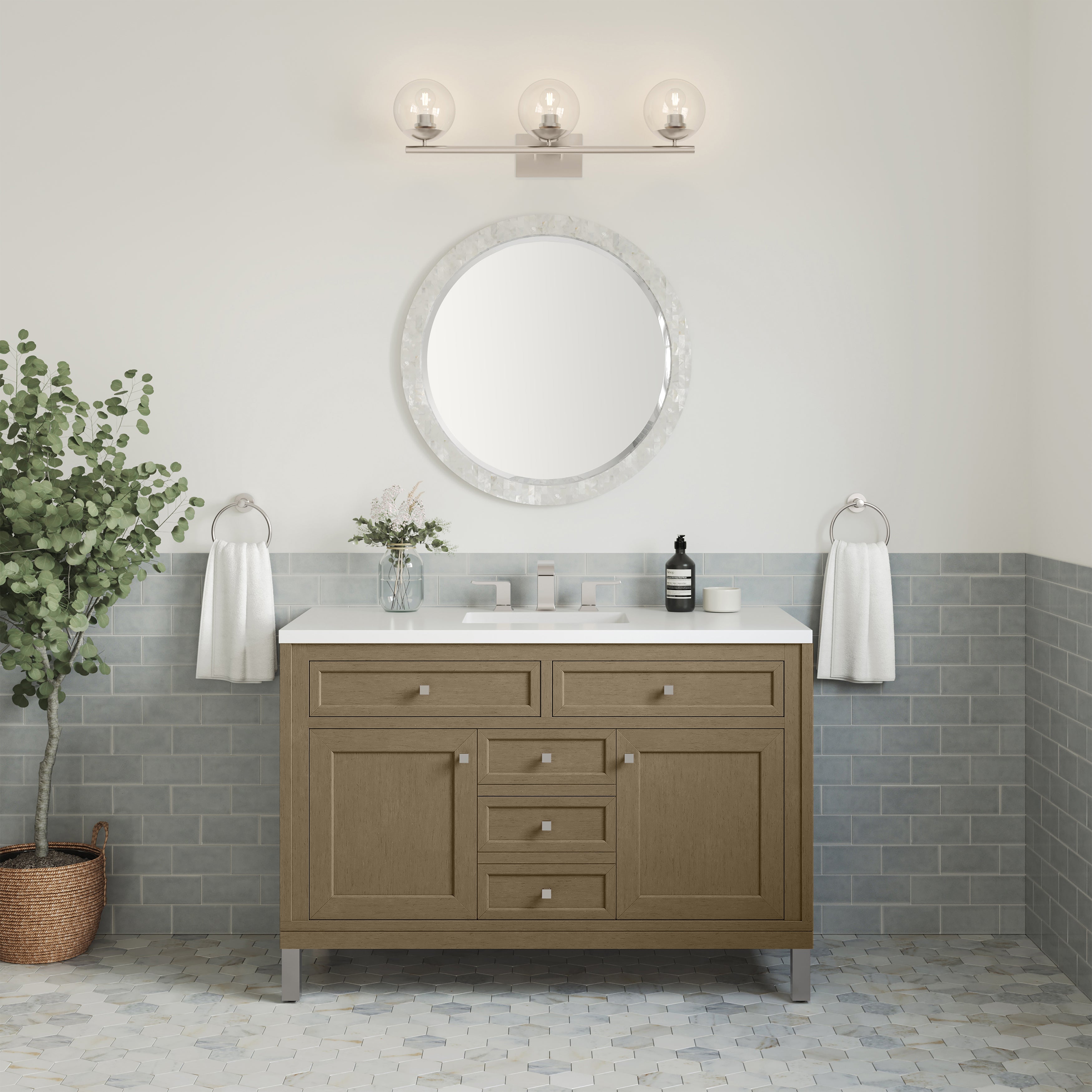 James Martin Chicago 48" Single Vanity in Walnut Whisper with 3cm Countertop