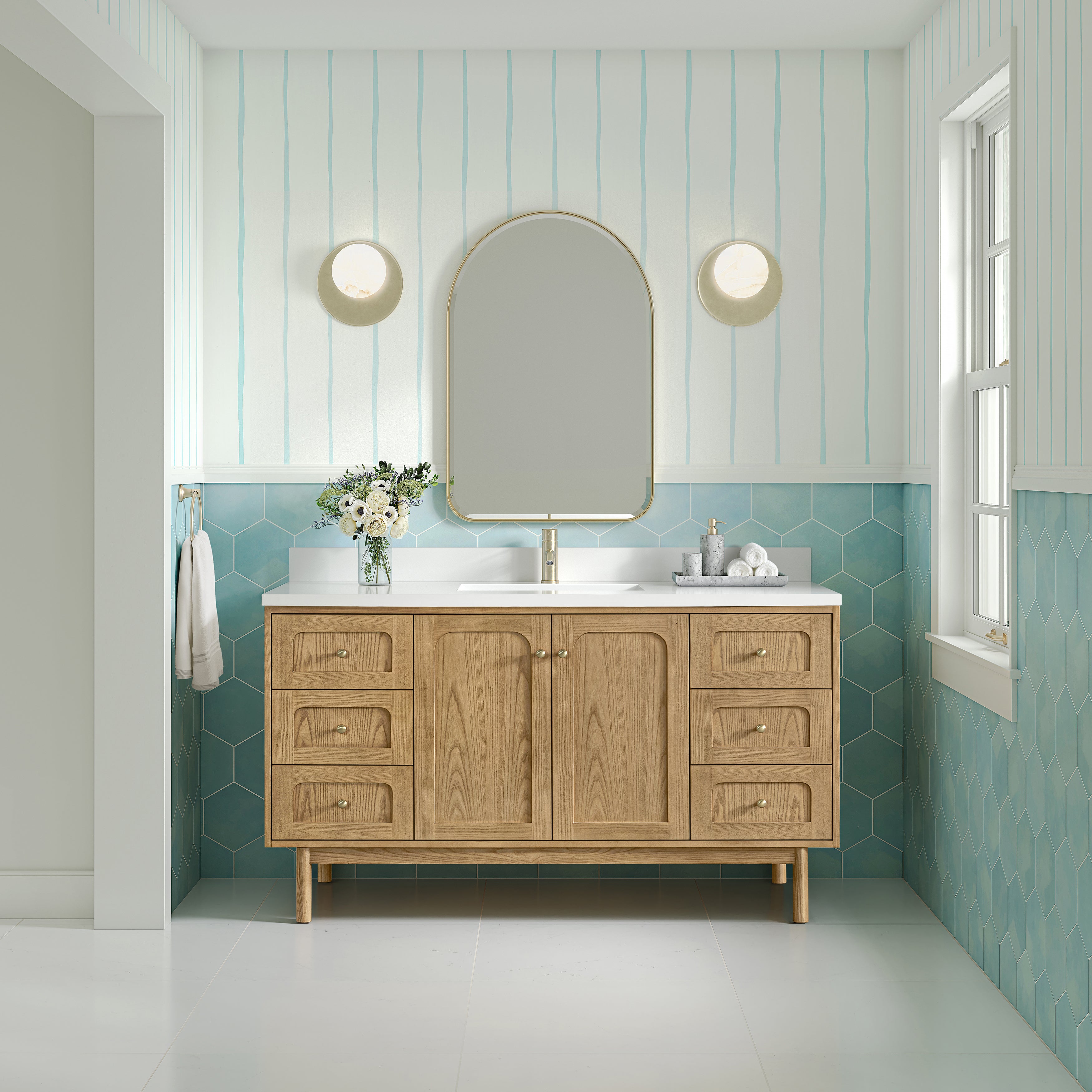 James Martin Laurent 60" Single Vanity in Light Natural Oak with 3cm Countertop